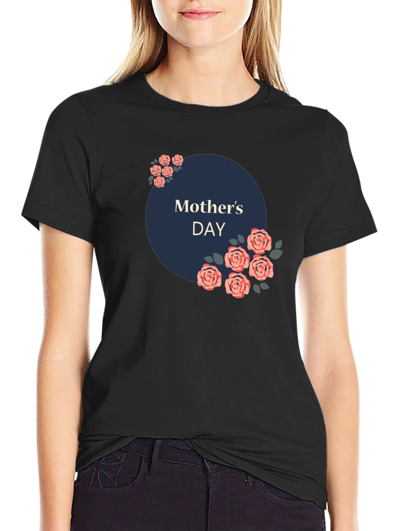 Mothers Day Floral T-Shirt - Black