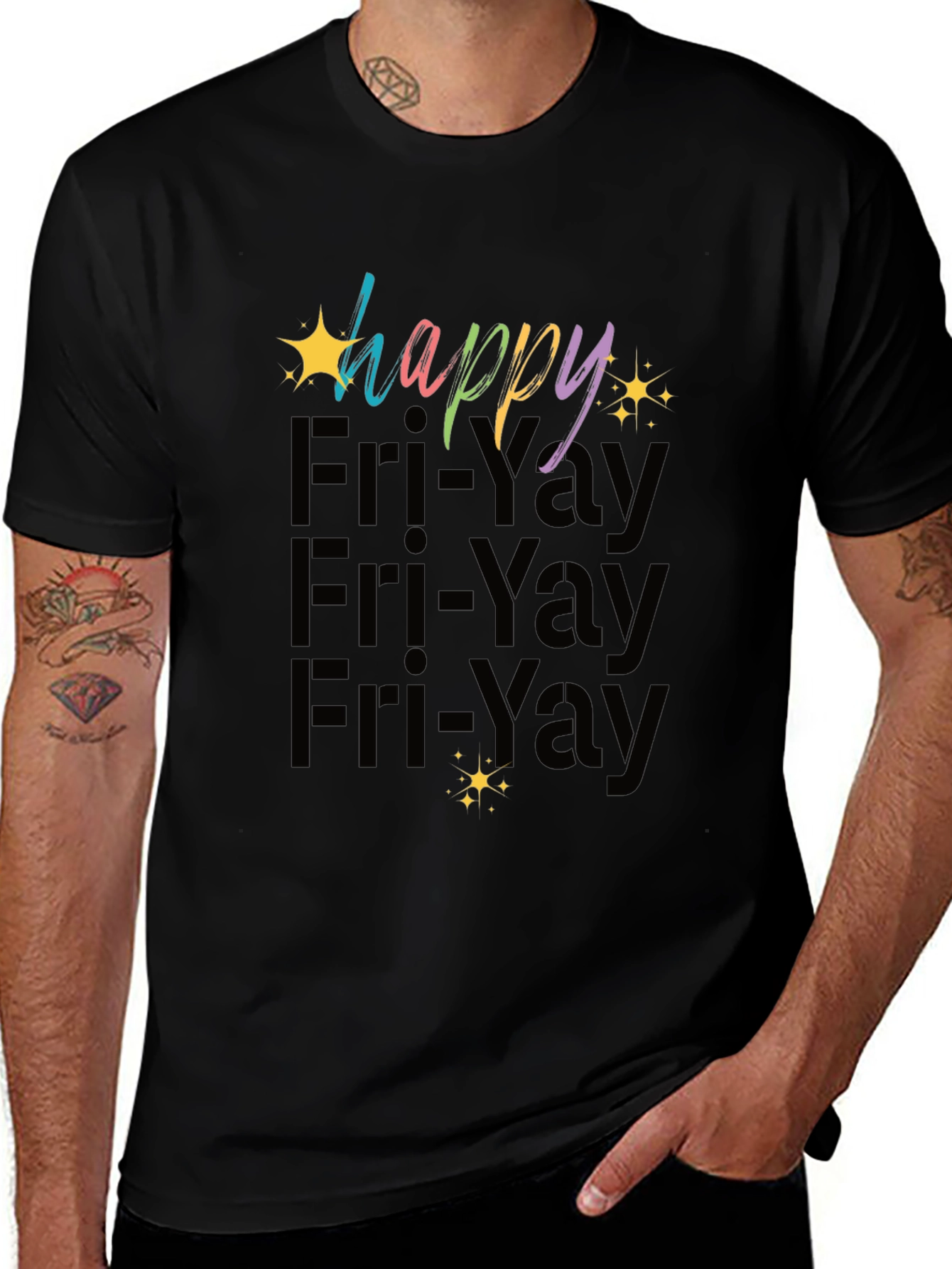 Happy Fri-Yay Graphic T-Shirt - Black