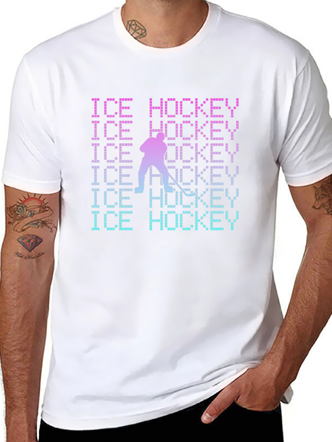 Ice Hockey Pixel Art Graphic Tee