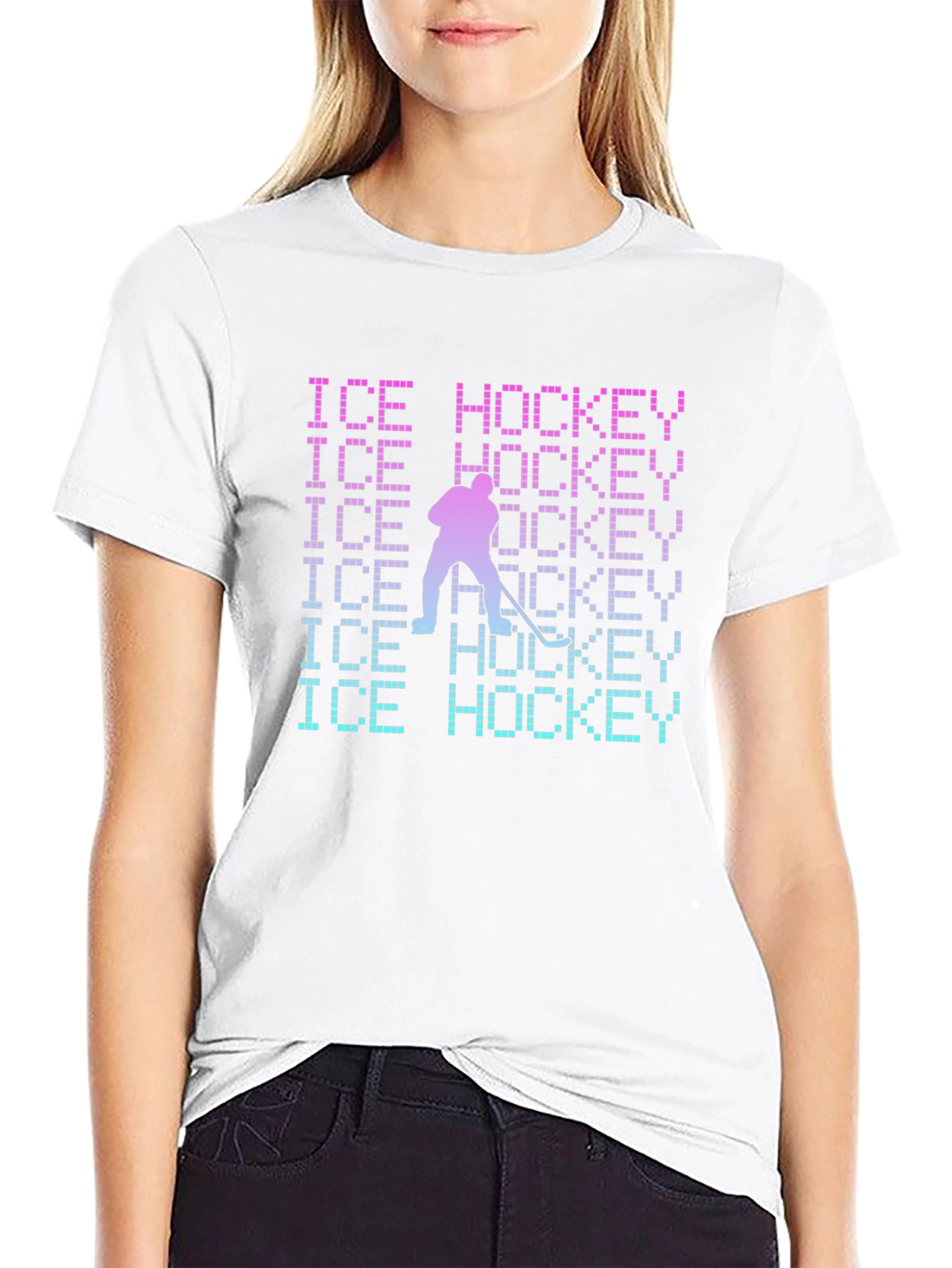 Ice Hockey Pixel Art Graphic Tee