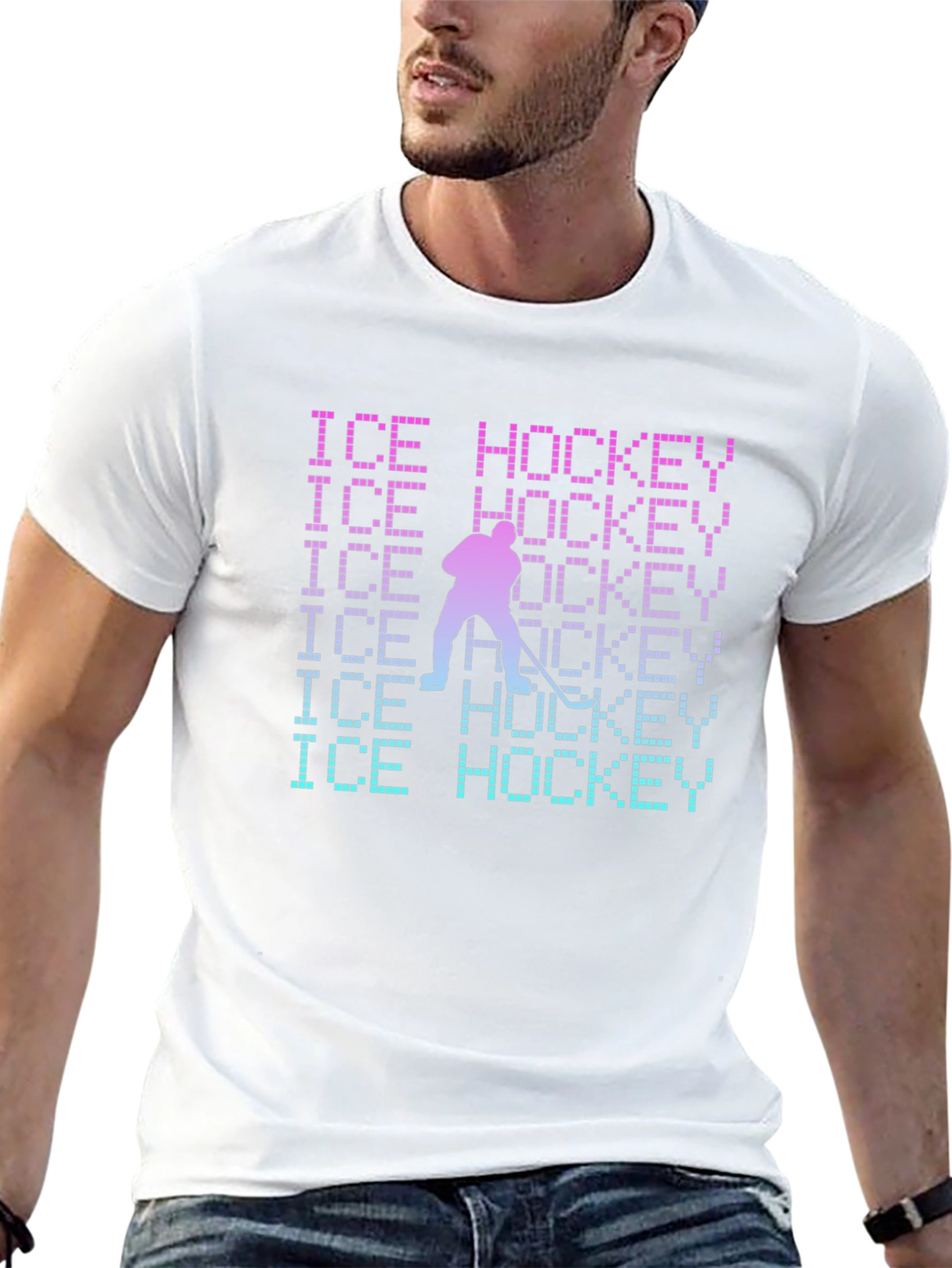 Ice Hockey Pixel Art Graphic Tee
