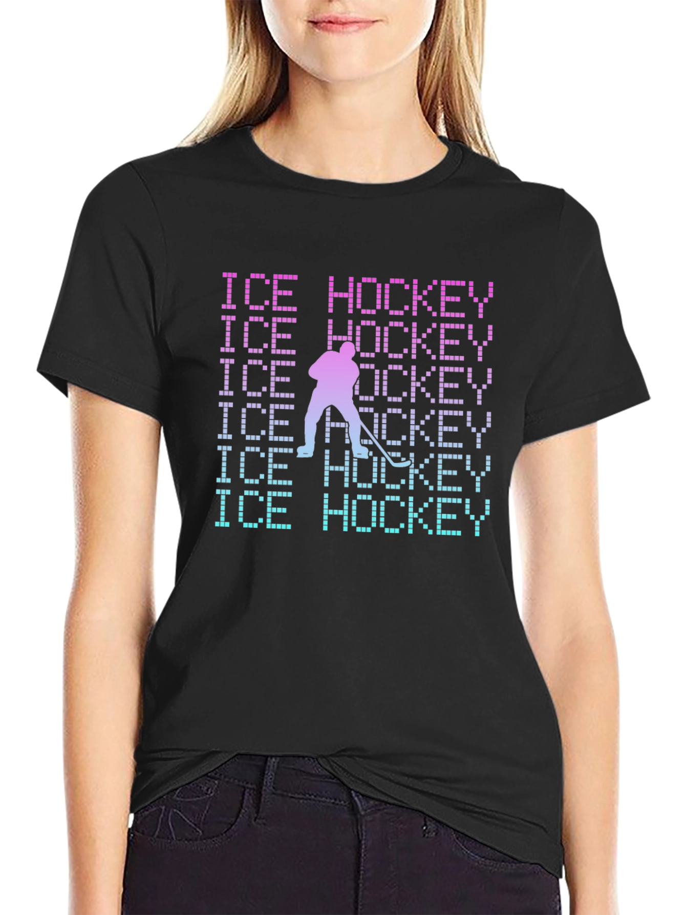 Ice Hockey Pixel Art Graphic Tee