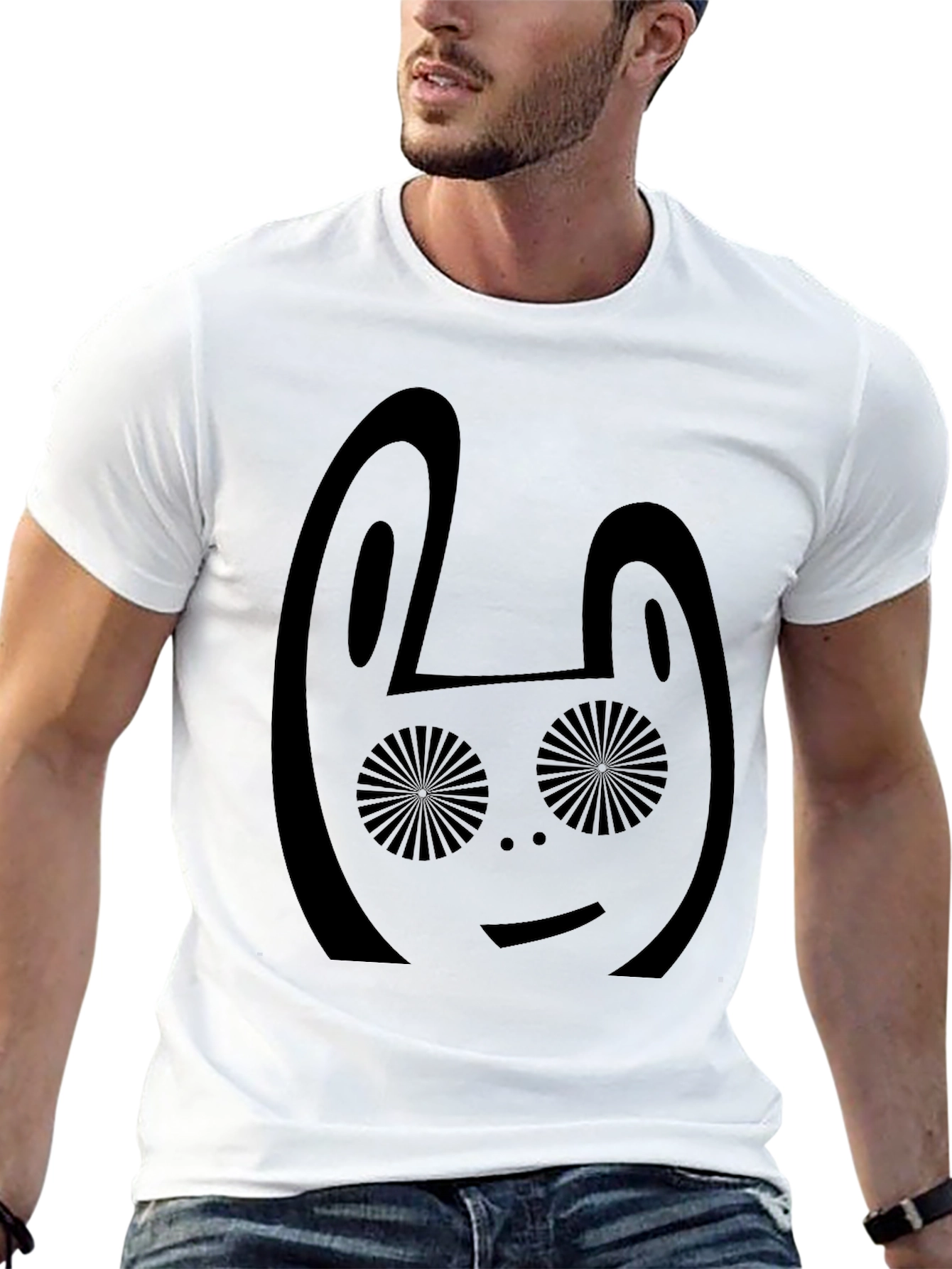 Abstract Rabbit Graphic Black T-Shirt