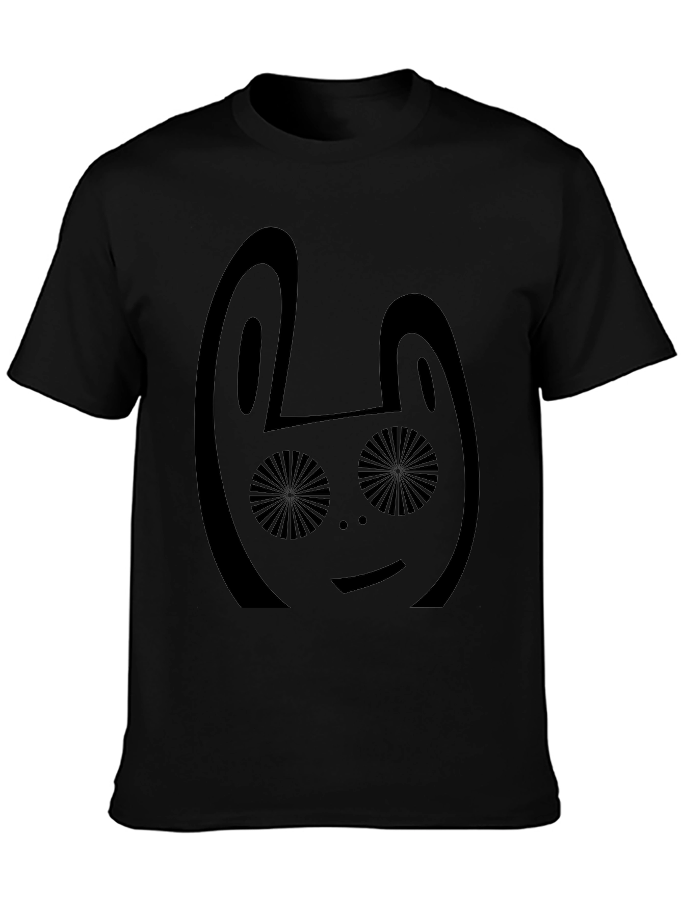 Abstract Rabbit Graphic Black T-Shirt