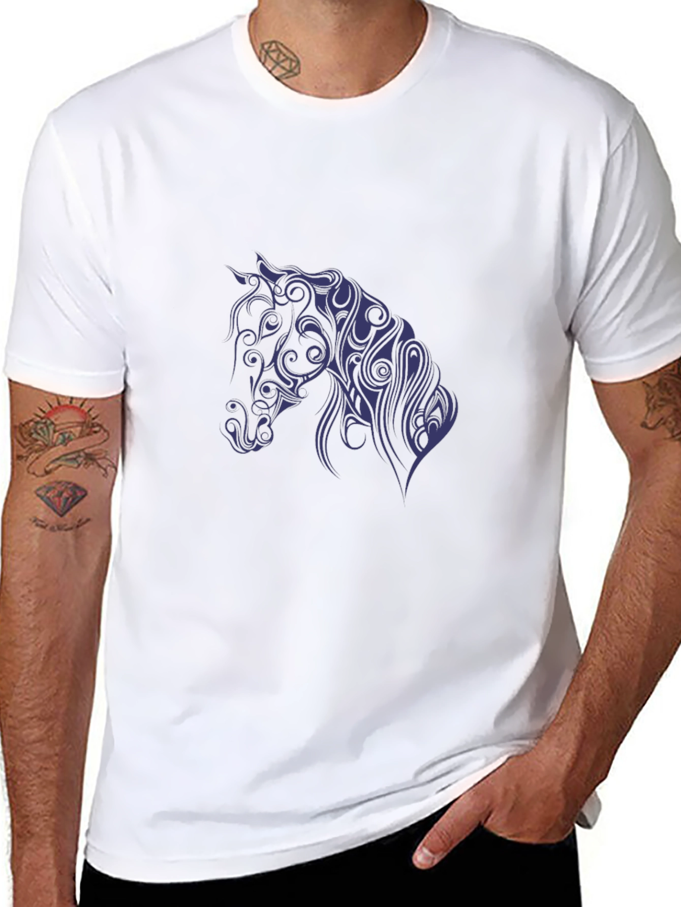 Black Horse Silhouette Graphic Tee - Mens