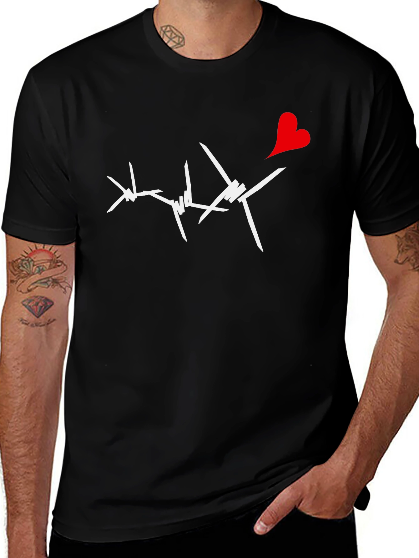 Barbed Heart Graphic Tee - Edgy Love