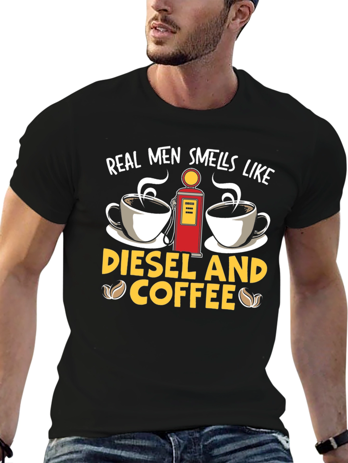 Real Men Diesel & Coffee Graphic Tee - Black