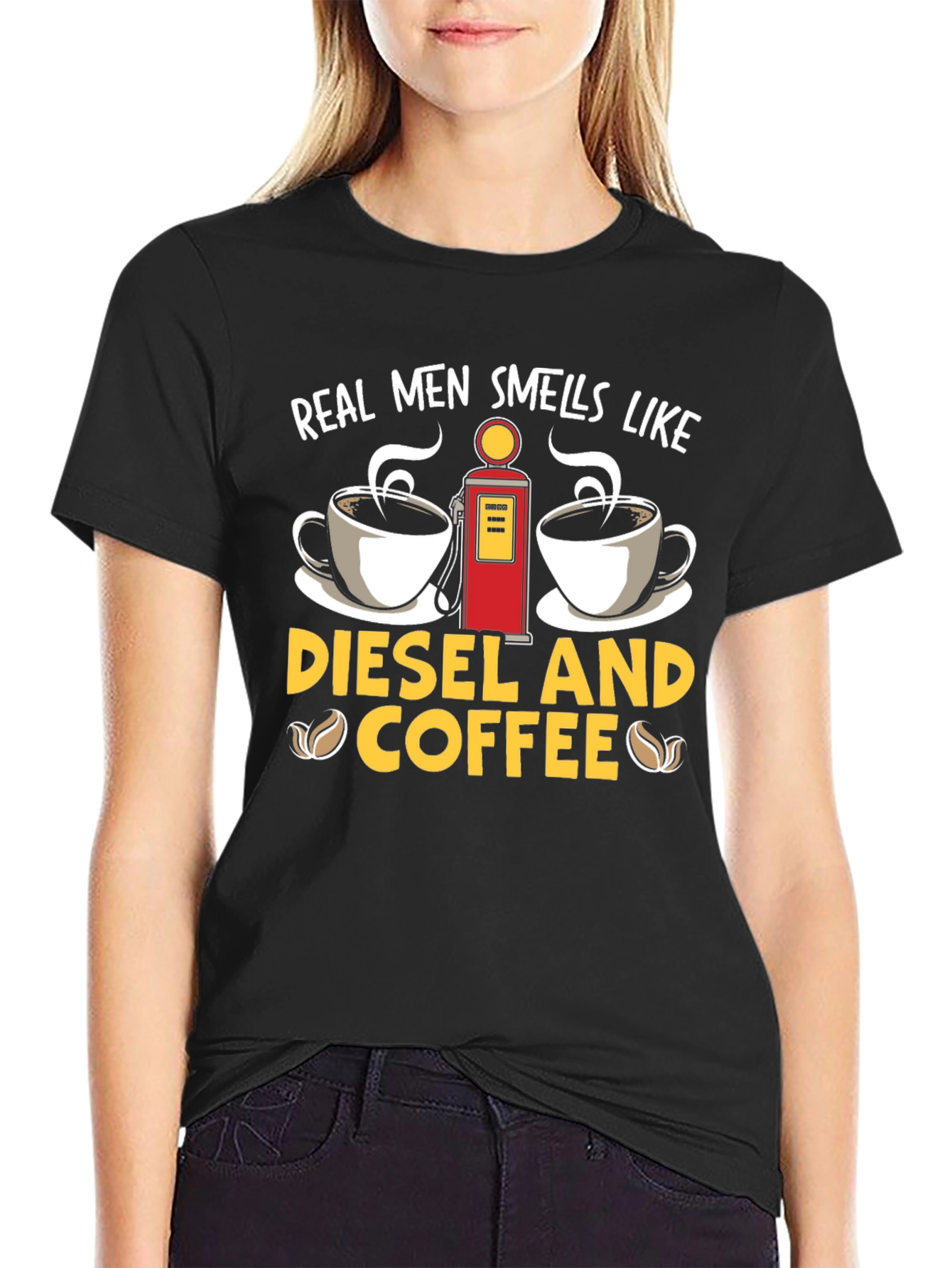 Real Men Diesel & Coffee Graphic Tee - Black