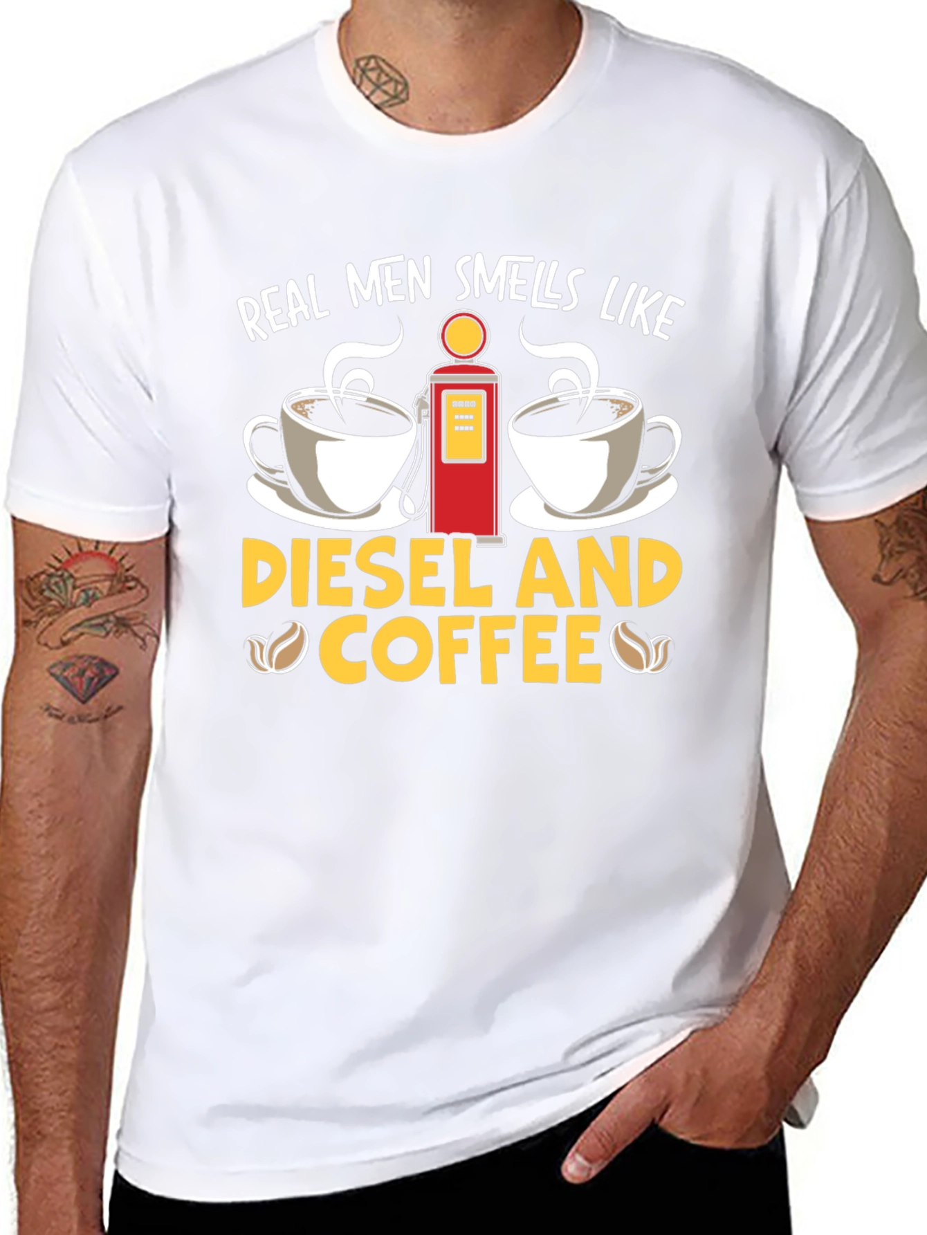Real Men Diesel & Coffee Graphic Tee - Black