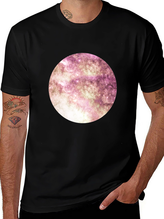 Galaxy Circle Black Tee - Modern Graphic Print Shirt