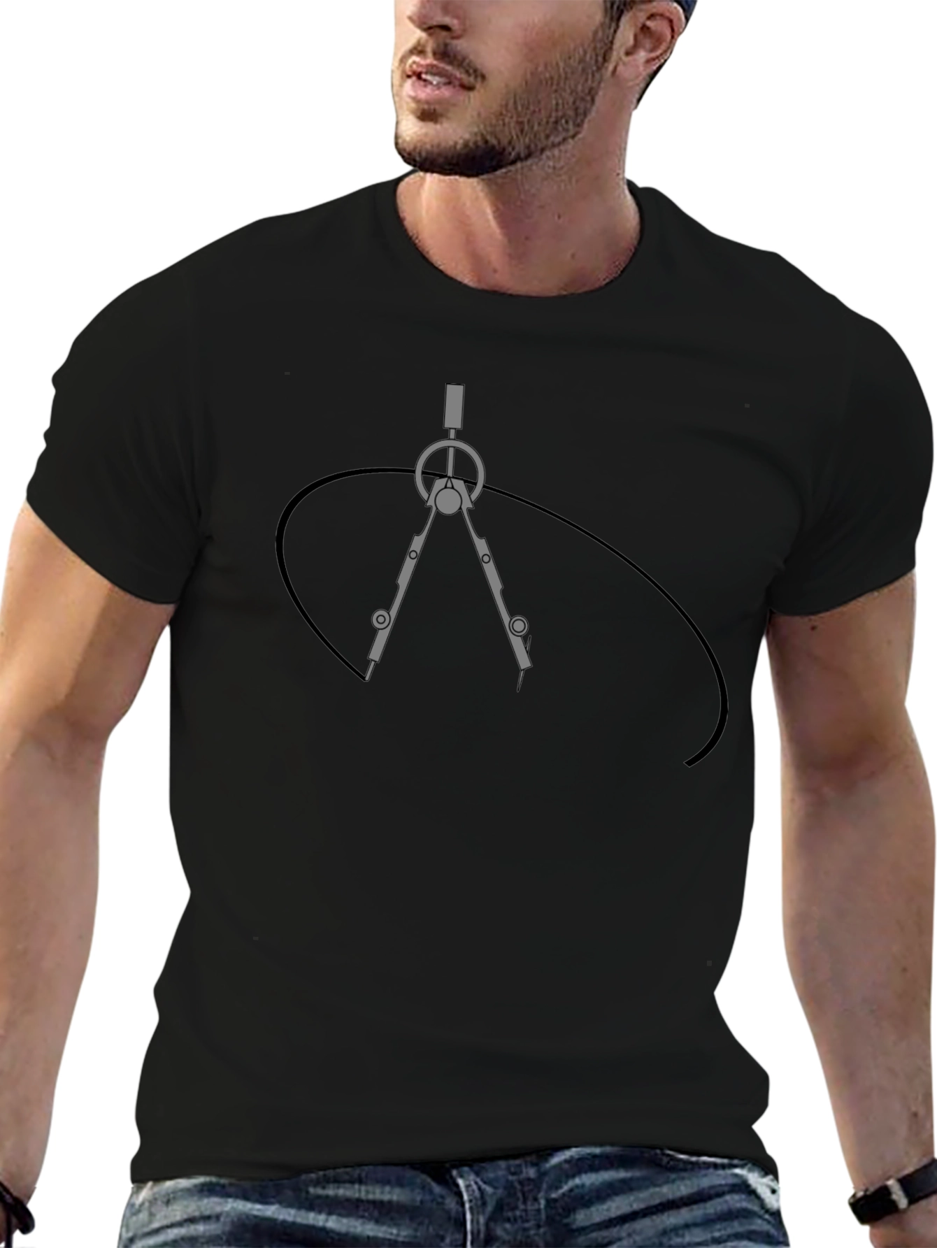 Geometric Compass Graphic T-Shirt - Architect Design Tee