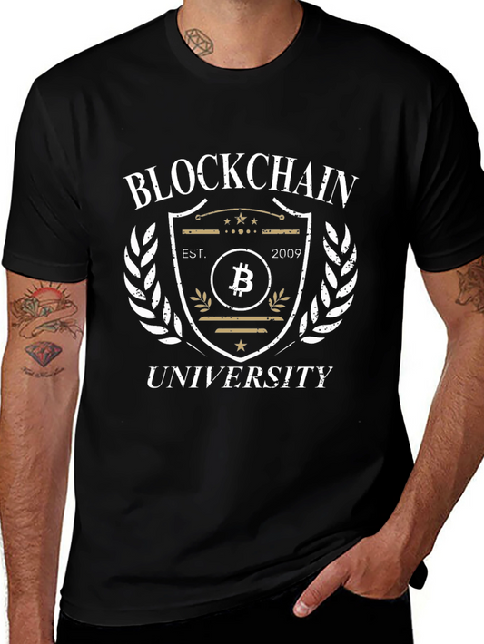 Blockchain University T-Shirt - Bitcoin Crest Tee