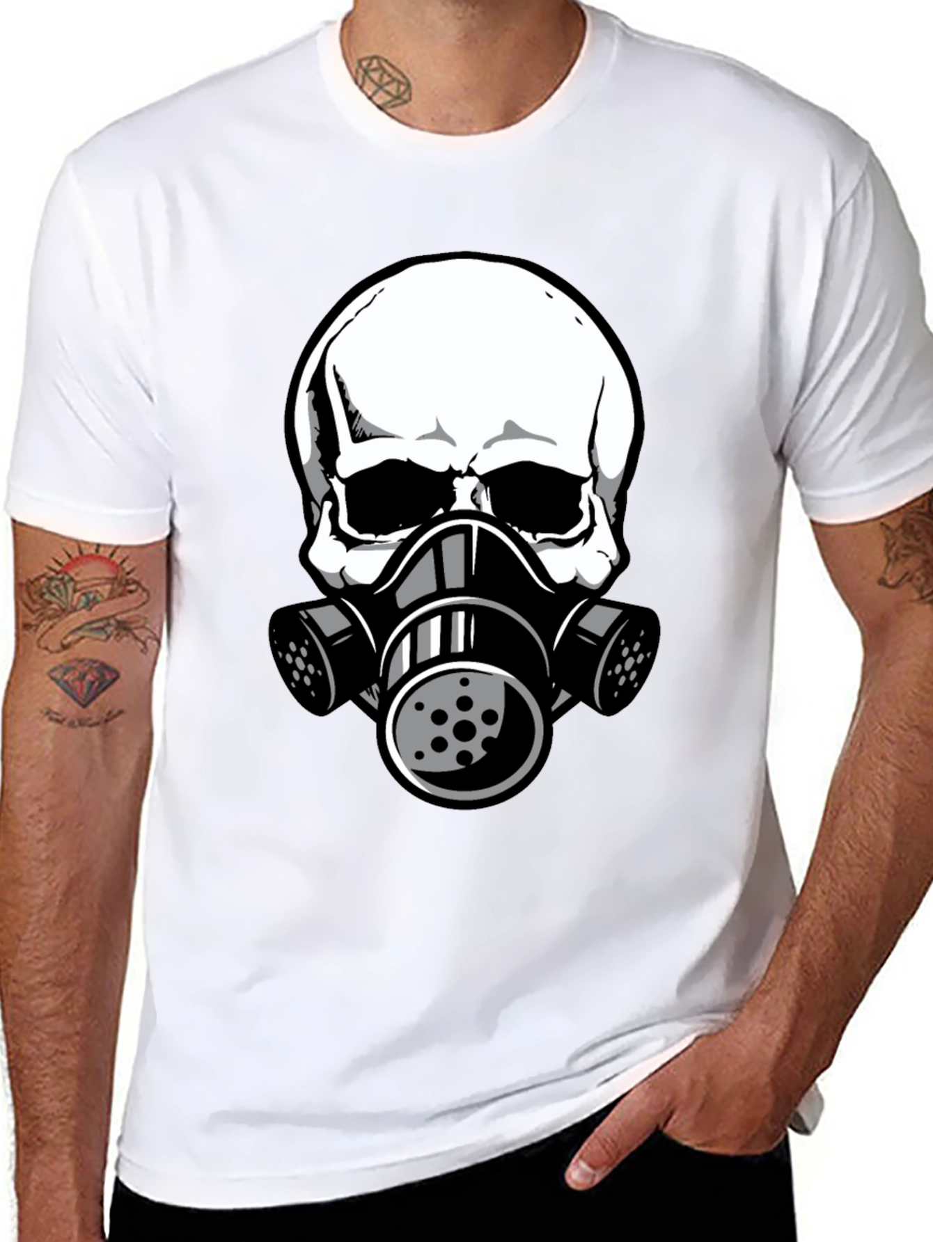 Skull Gas Mask Graphic Tee - Cool Design