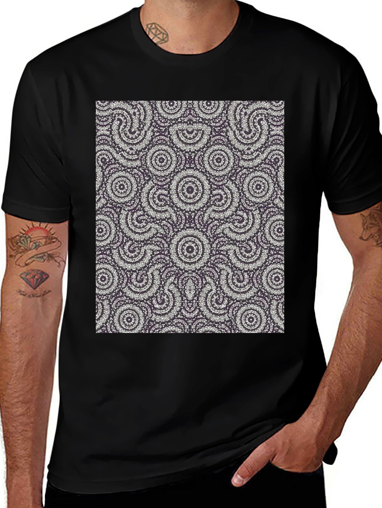 Abstract Pattern Black T-Shirt