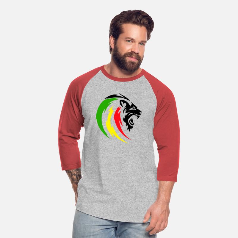 Rastafari Lion with Reggae Flag Colors, Green Red