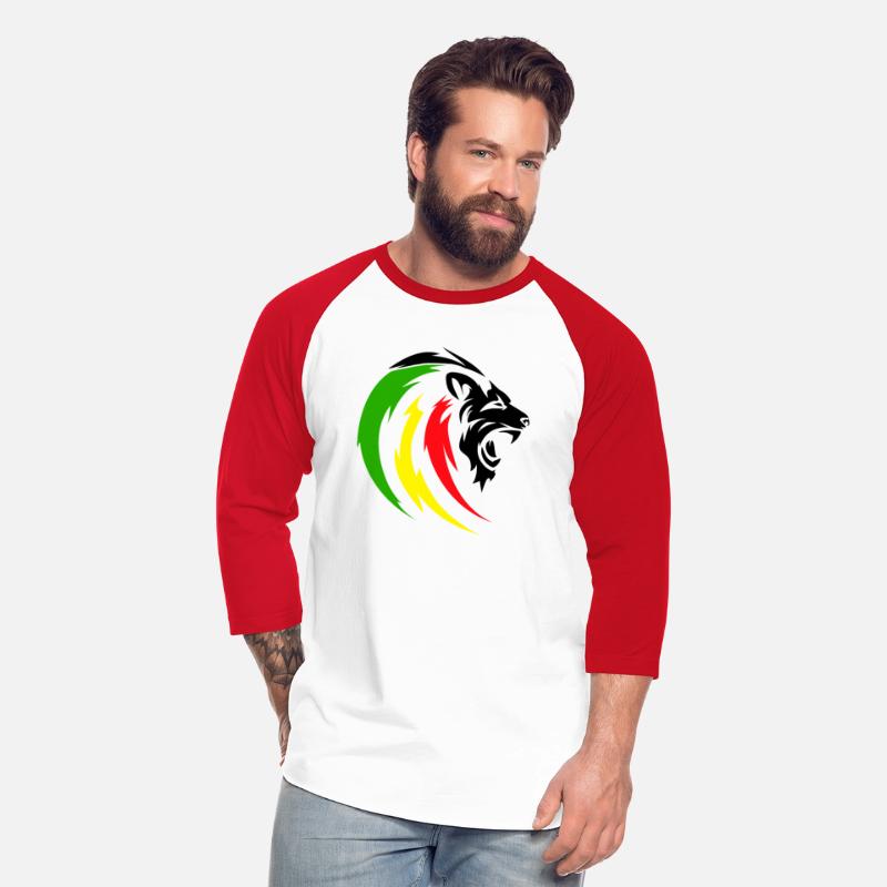 Rastafari Lion with Reggae Flag Colors, Green Red
