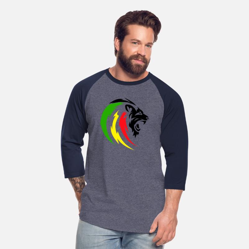 Rastafari Lion with Reggae Flag Colors, Green Red