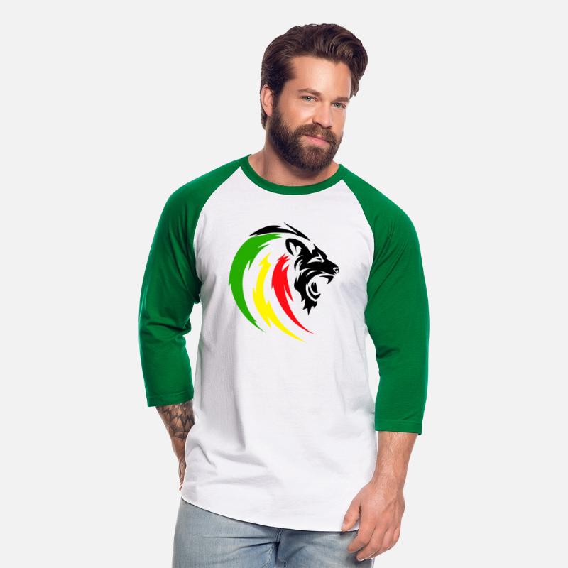 Rastafari Lion with Reggae Flag Colors, Green Red