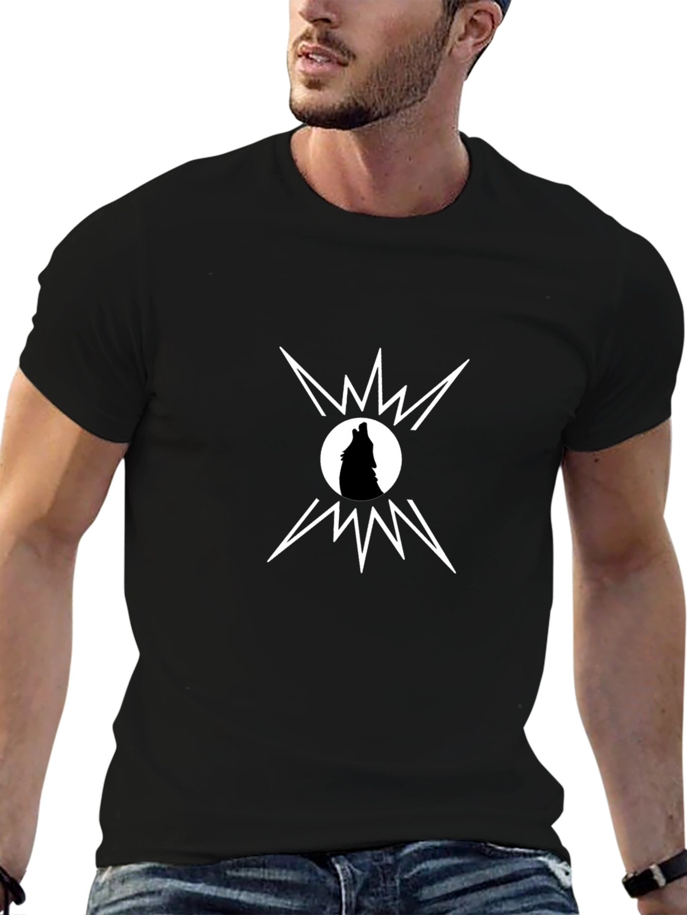 Wolf Howl Graphic Tee - Black Cotton Comfort