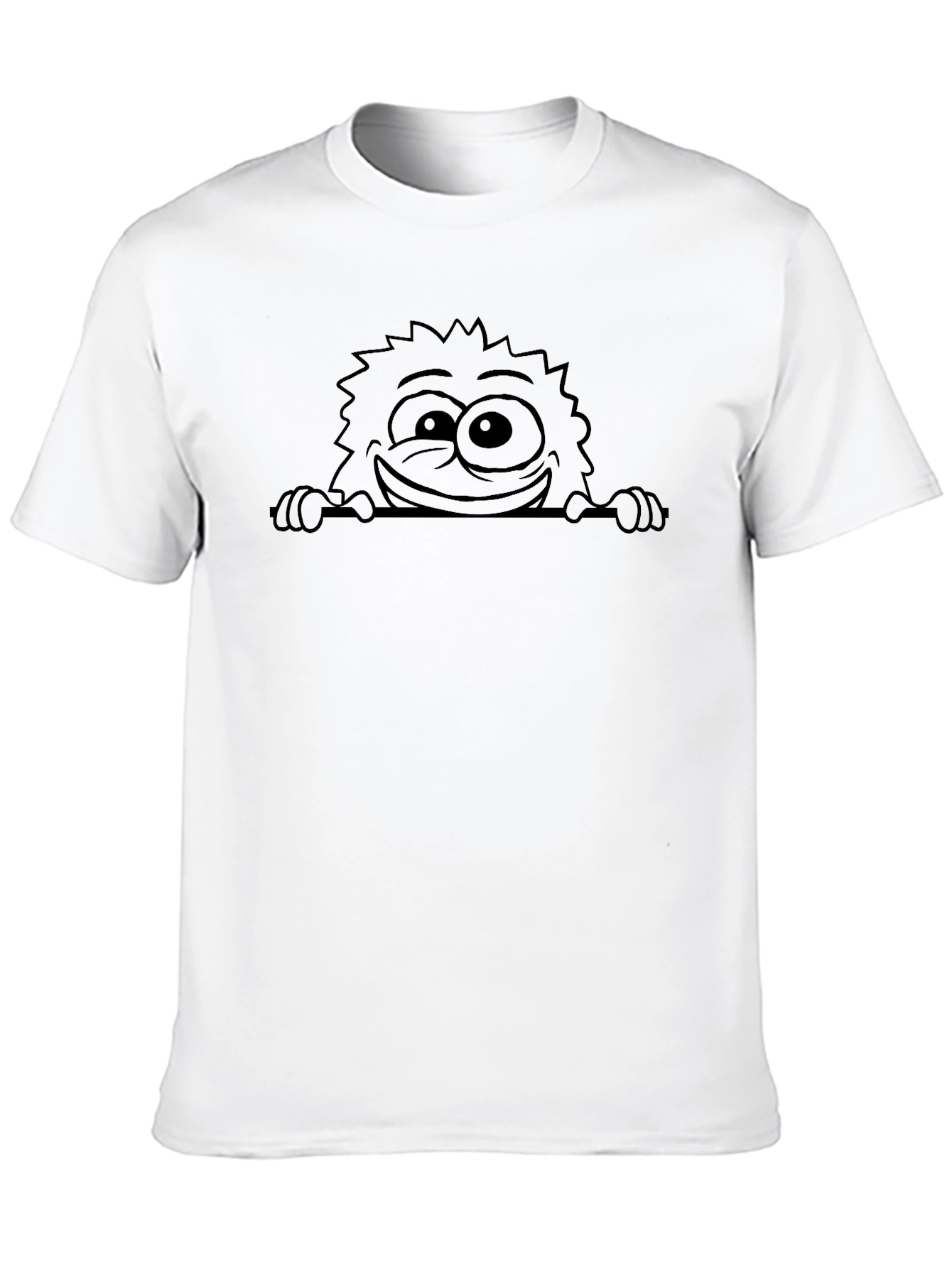 Monster Peek Graphic Tee - Black Cotton T-Shirt