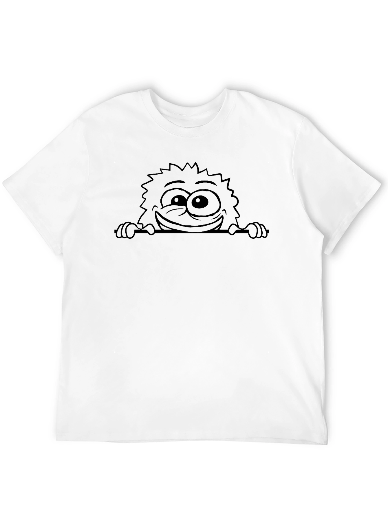 Monster Peek Graphic Tee - Black Cotton T-Shirt