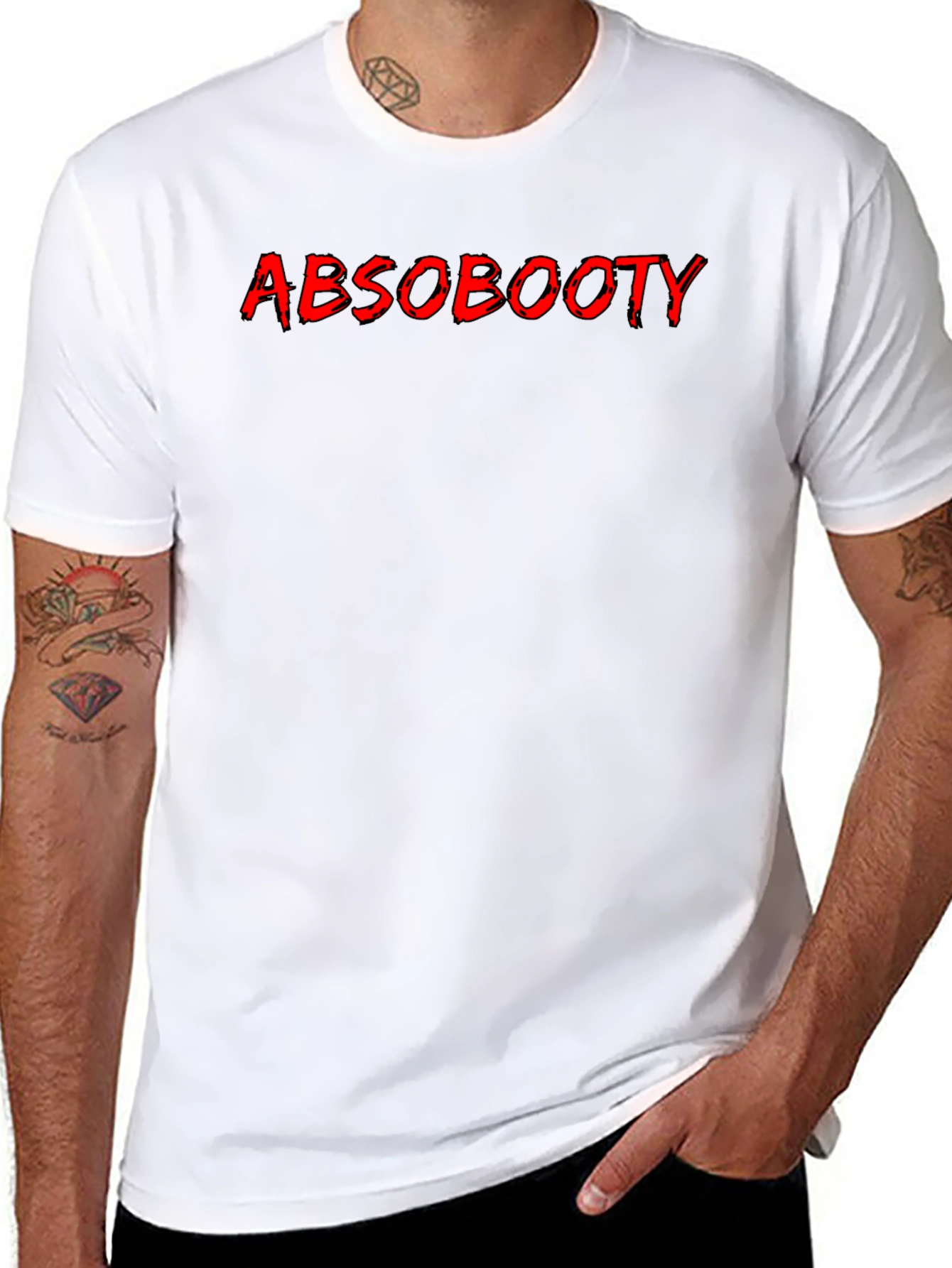 Abs Booty Graphic Tee - Black Cotton T-Shirt