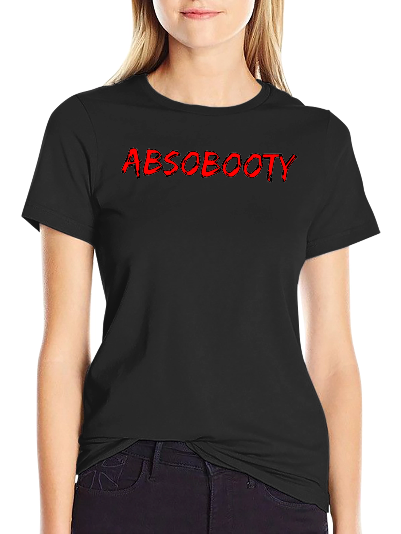 Abs Booty Graphic Tee - Black Cotton T-Shirt