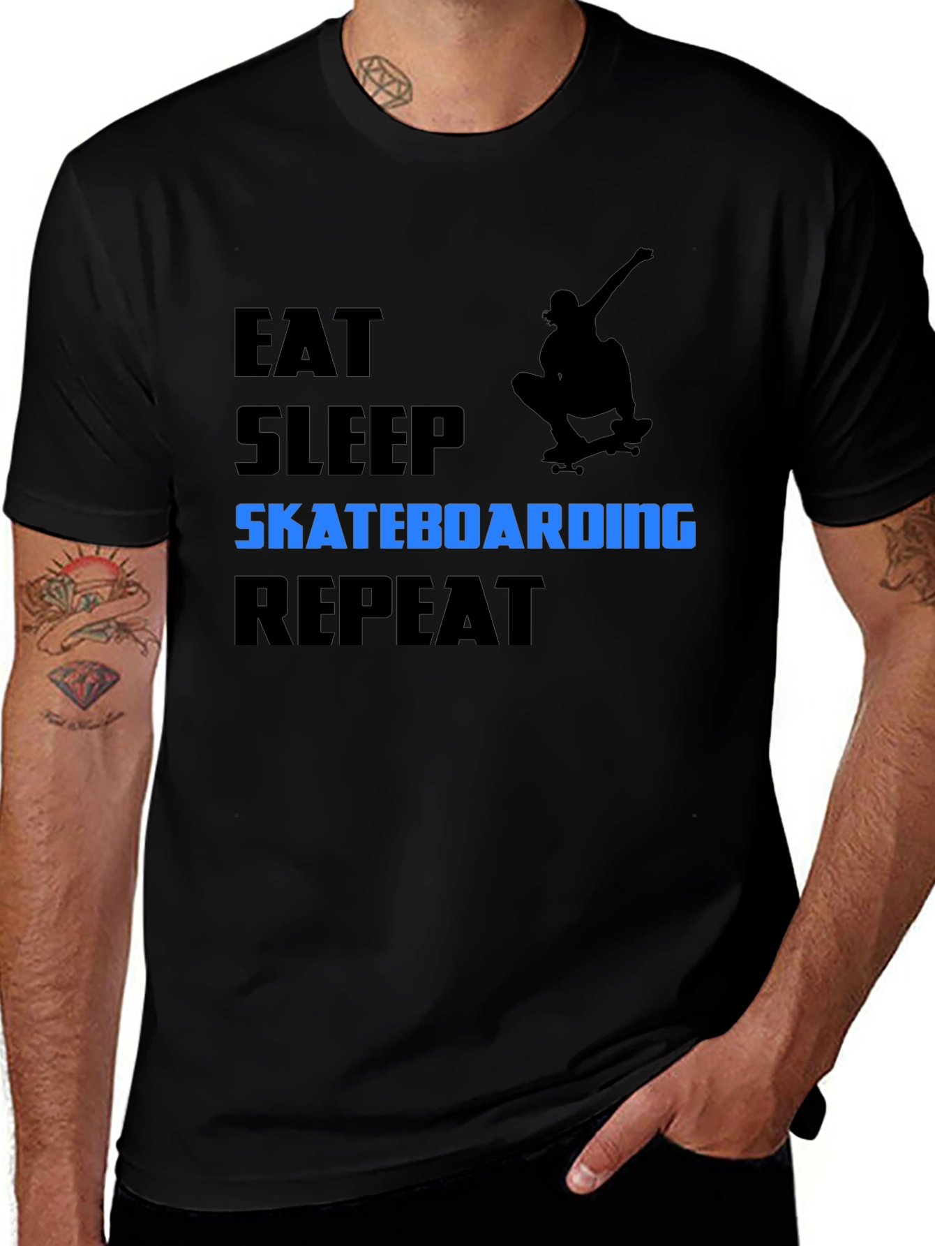 Eat Sleep Skateboarding T-Shirt - Black Graphic Tee