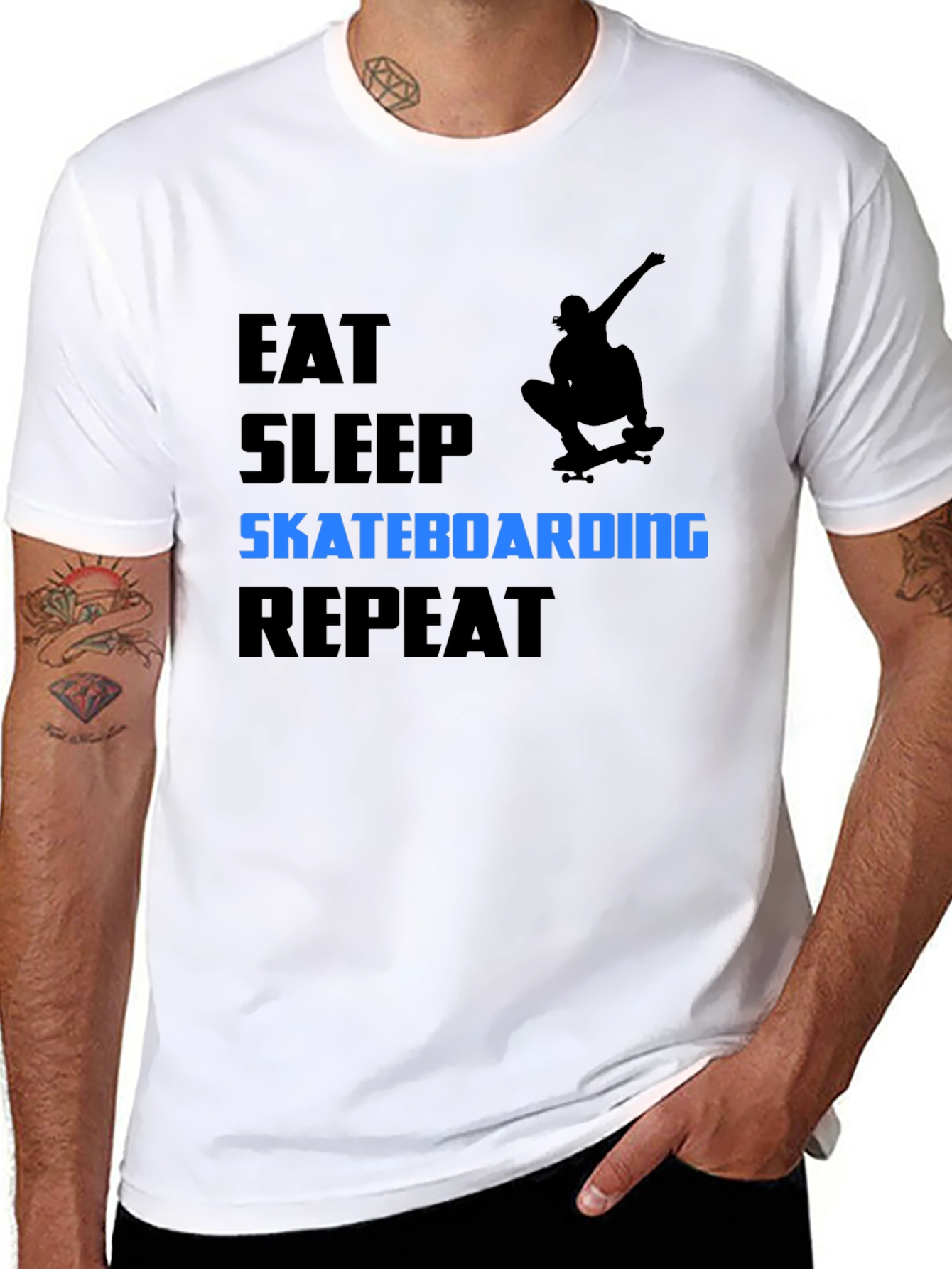Eat Sleep Skateboarding T-Shirt - Black Graphic Tee
