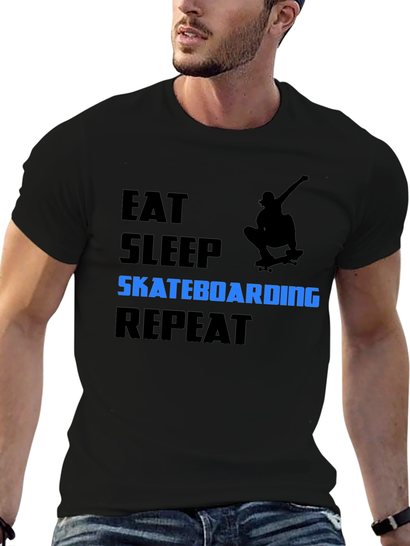 Eat Sleep Skateboarding T-Shirt - Black Graphic Tee
