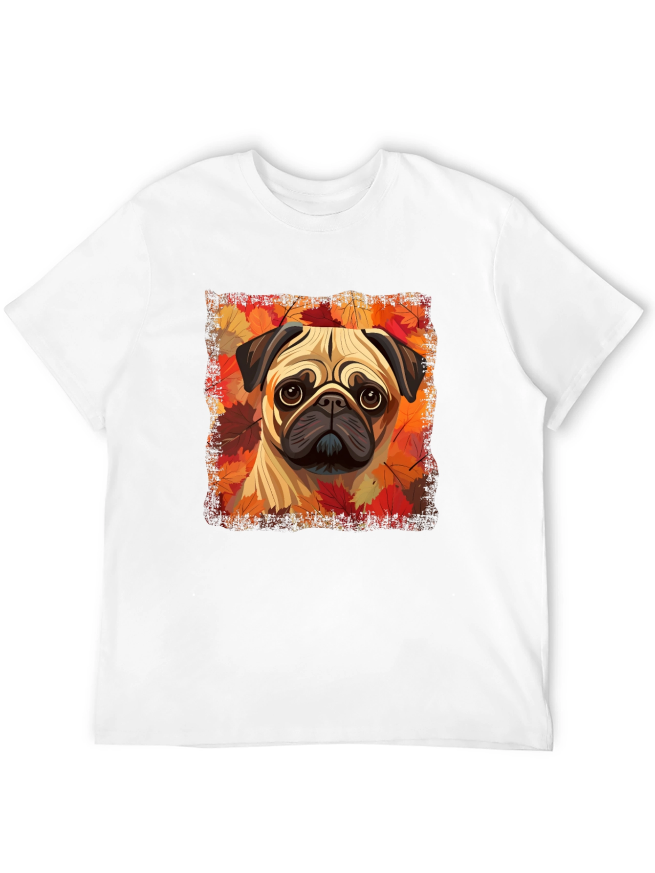 Pug in Autumn Leaves Graphic T-Shirt