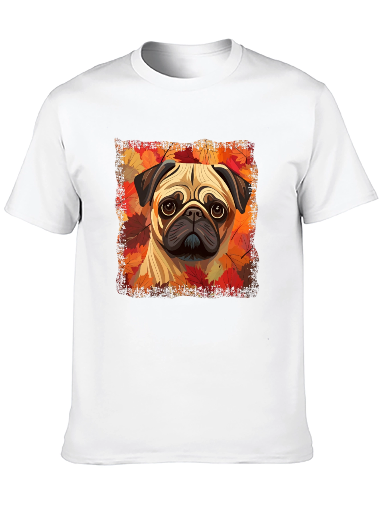 Pug in Autumn Leaves Graphic T-Shirt