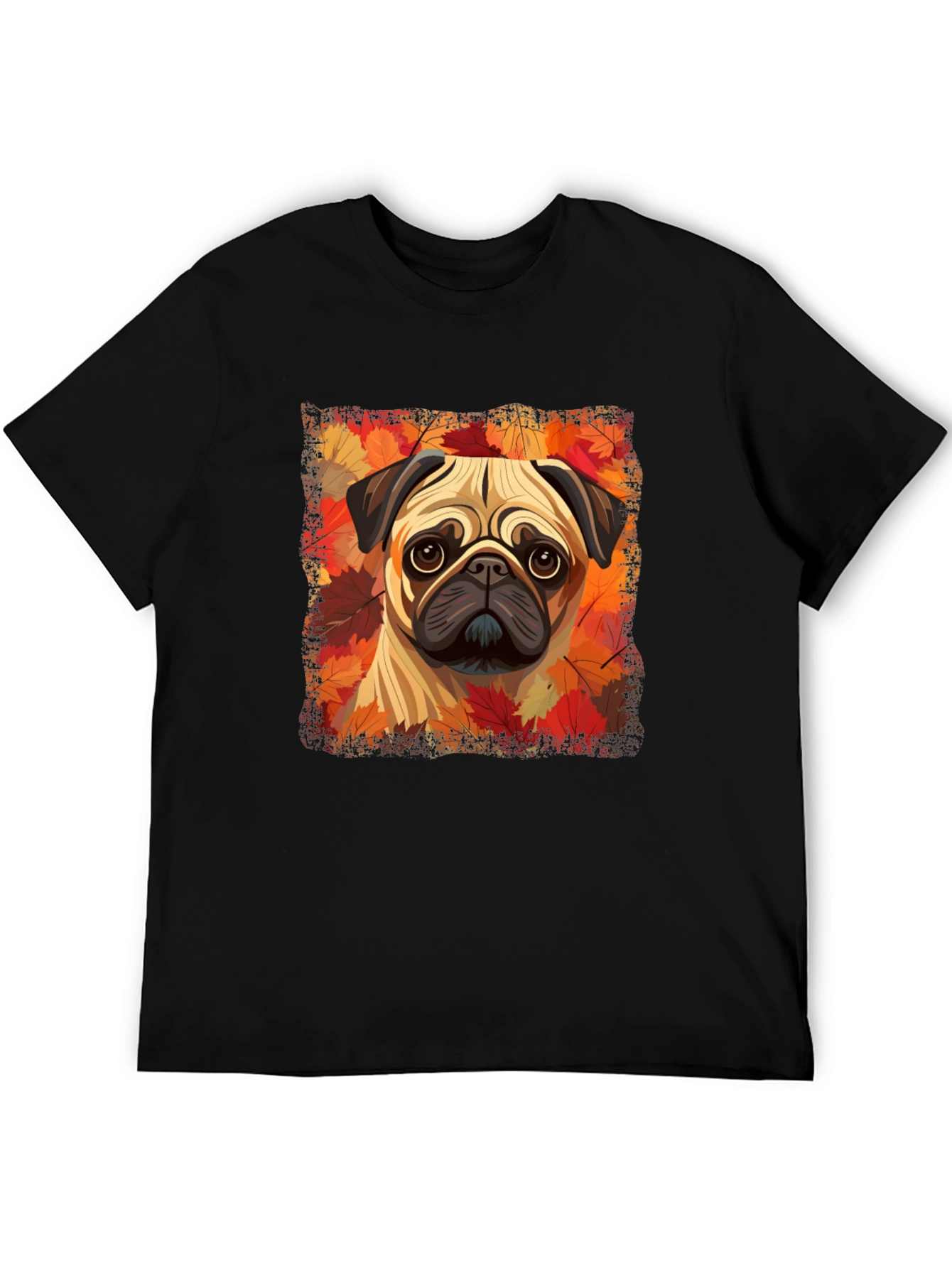 Pug in Autumn Leaves Graphic T-Shirt