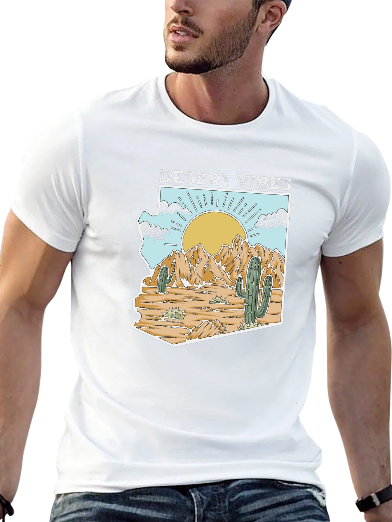 Desert Vibes Arizona Graphic Tee - Mens Black T-Shirt