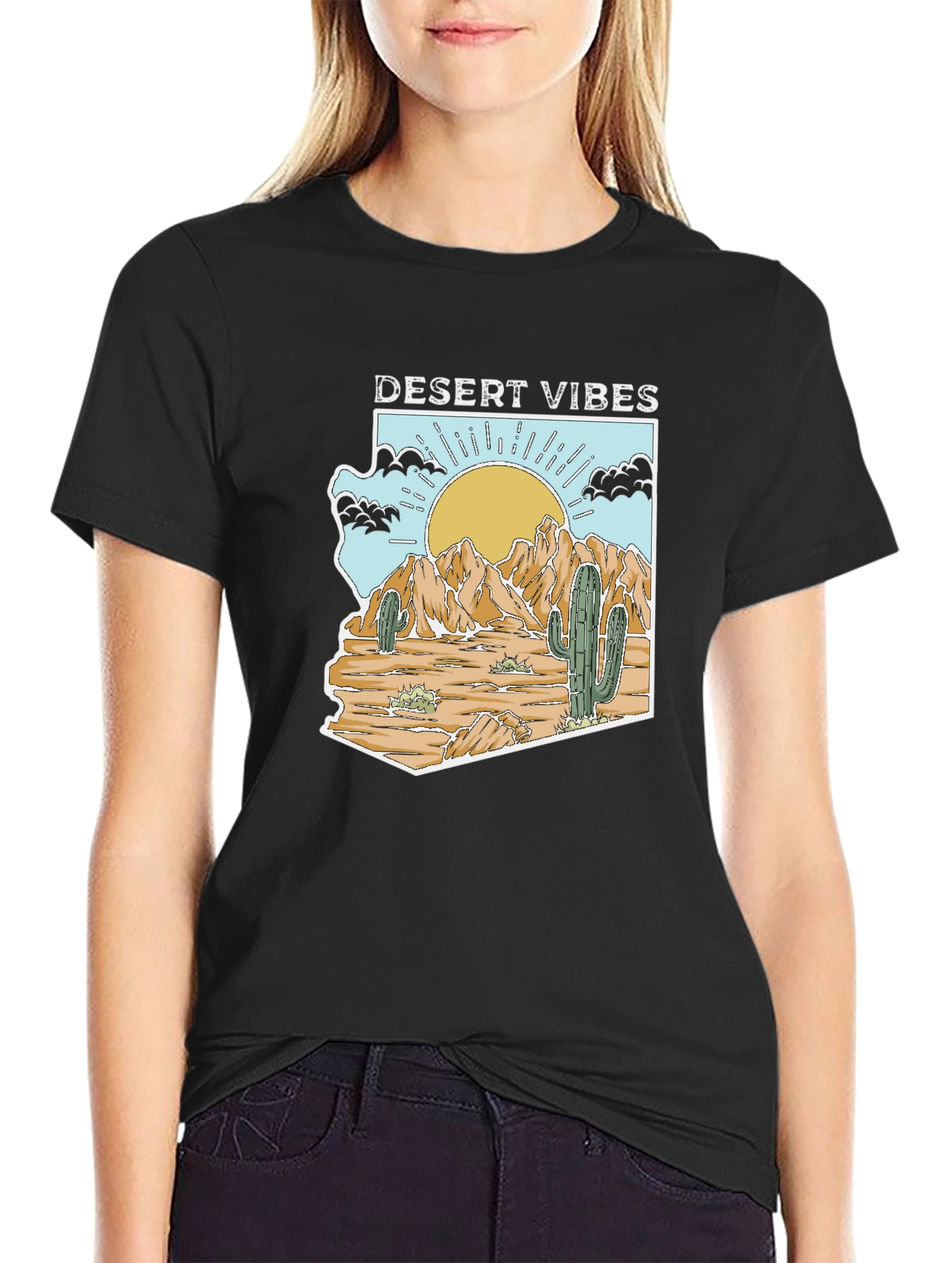 Desert Vibes Arizona Graphic Tee - Mens Black T-Shirt