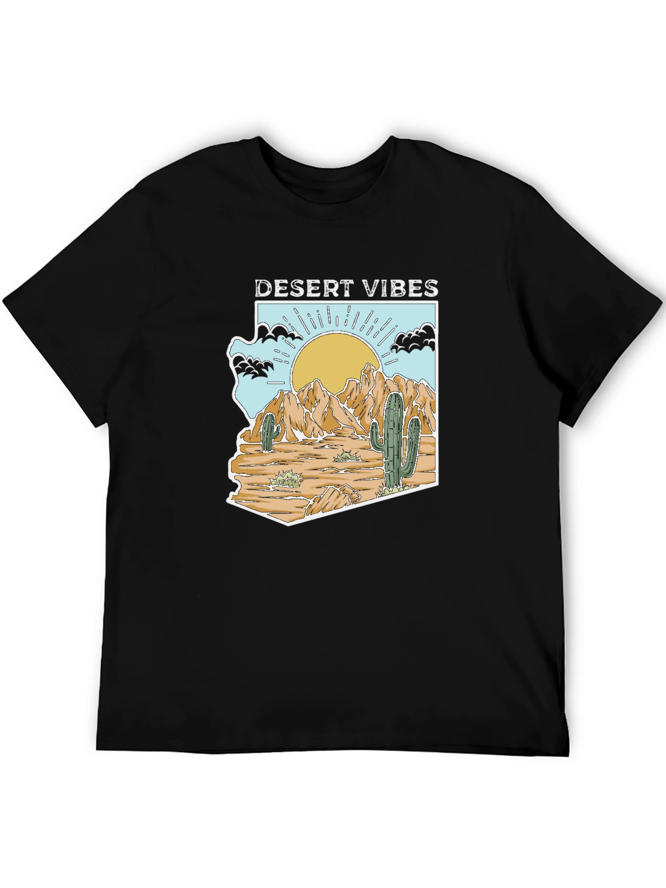 Desert Vibes Arizona Graphic Tee - Mens Black T-Shirt