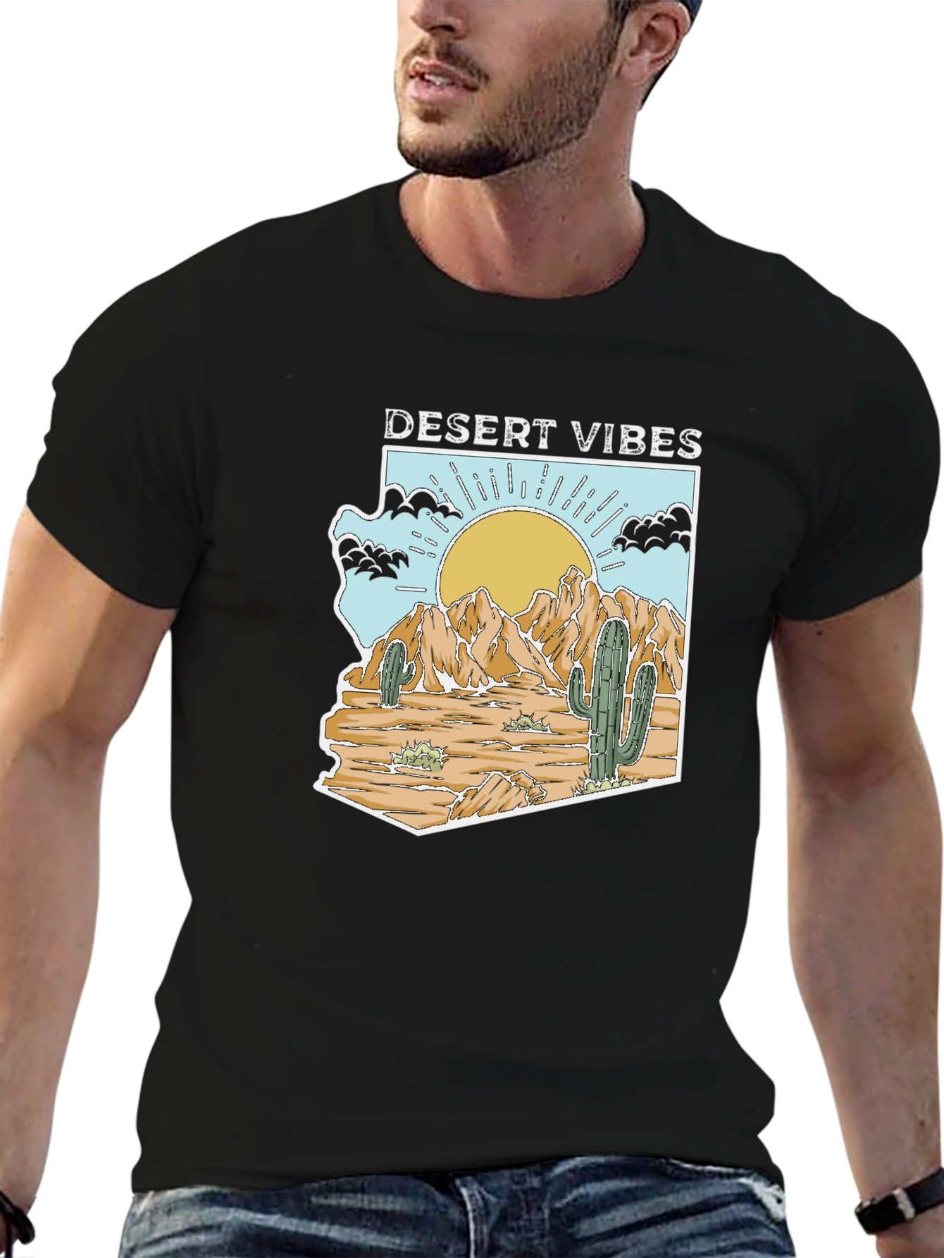 Desert Vibes Arizona Graphic Tee - Mens Black T-Shirt