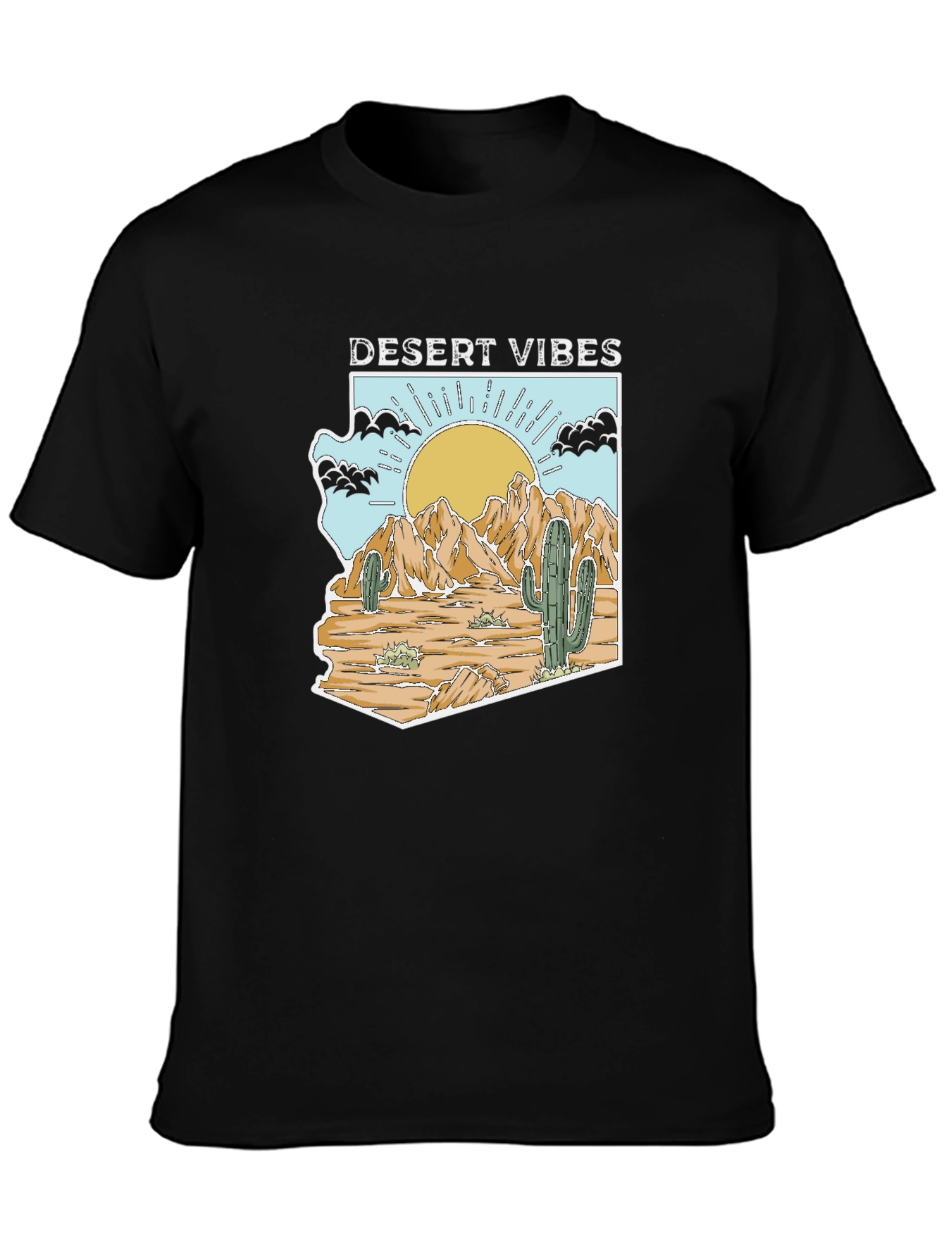 Desert Vibes Arizona Graphic Tee - Mens Black T-Shirt