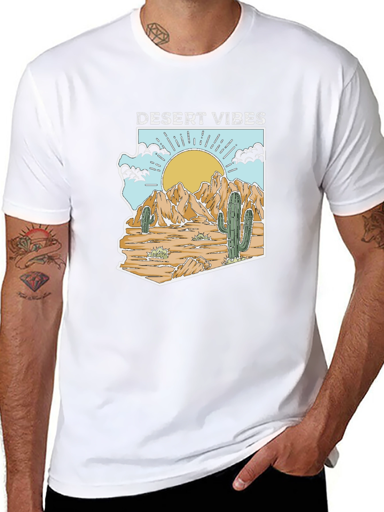 Desert Vibes Arizona Graphic Tee - Mens Black T-Shirt
