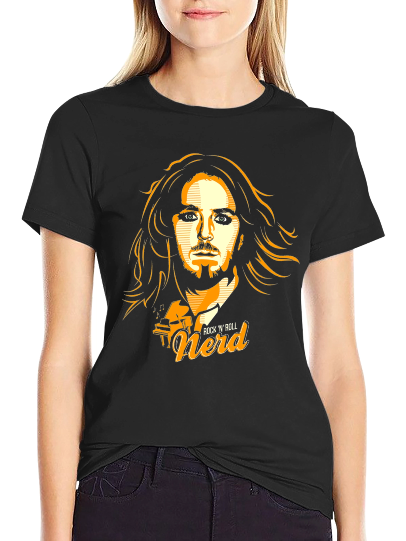 Rock N Roll Nerd Graphic T-Shirt - Black