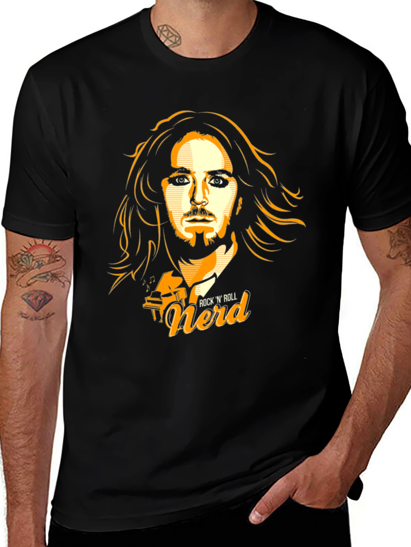 Rock N Roll Nerd Graphic T-Shirt - Black