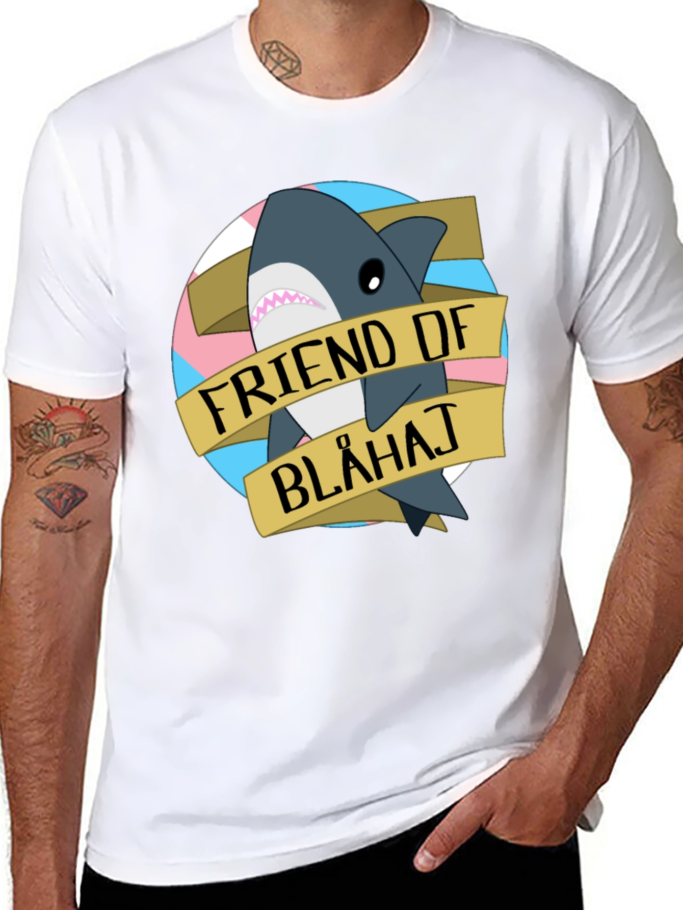 Friend of Blahaj T-Shirt - Trans Pride Shark Tee