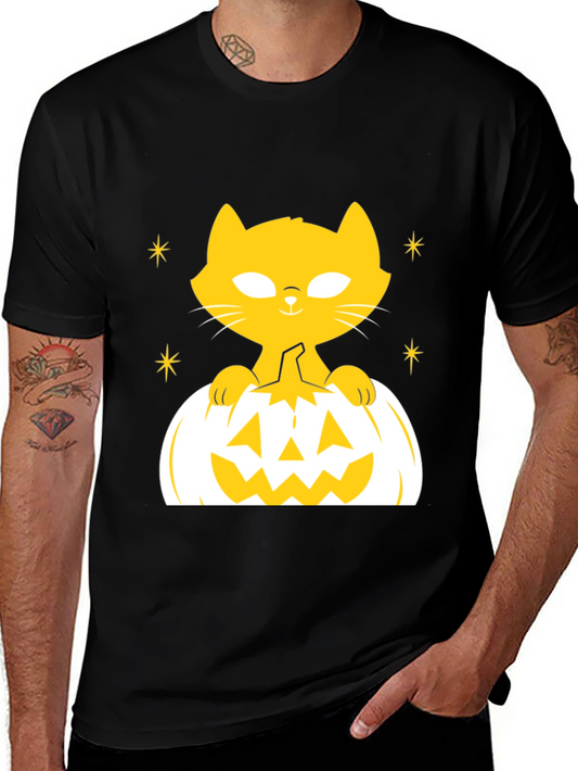 Halloween Cat Pumpkin T-Shirt - Spooky Season Tee