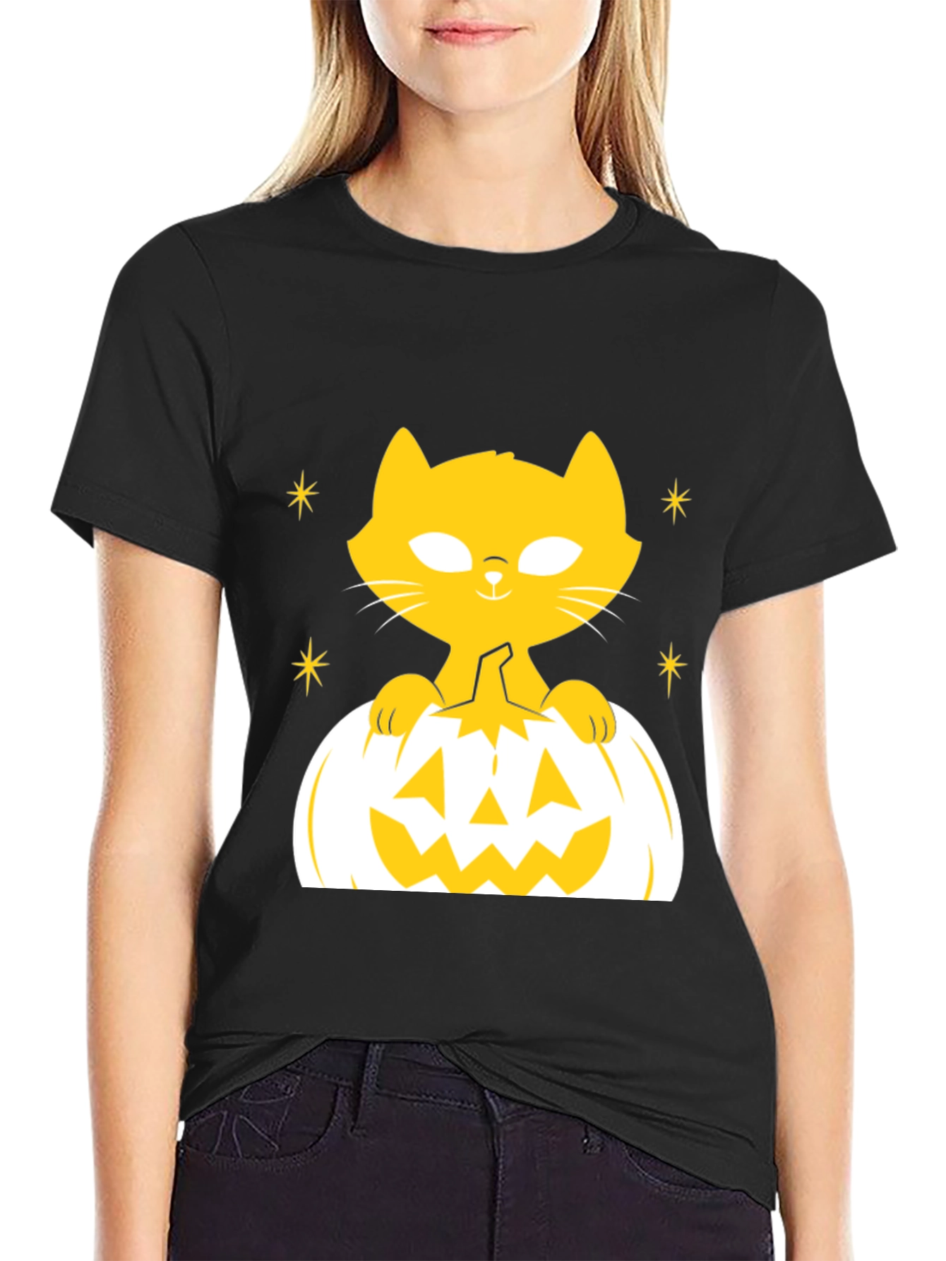 Halloween Cat Pumpkin T-Shirt - Spooky Season Tee