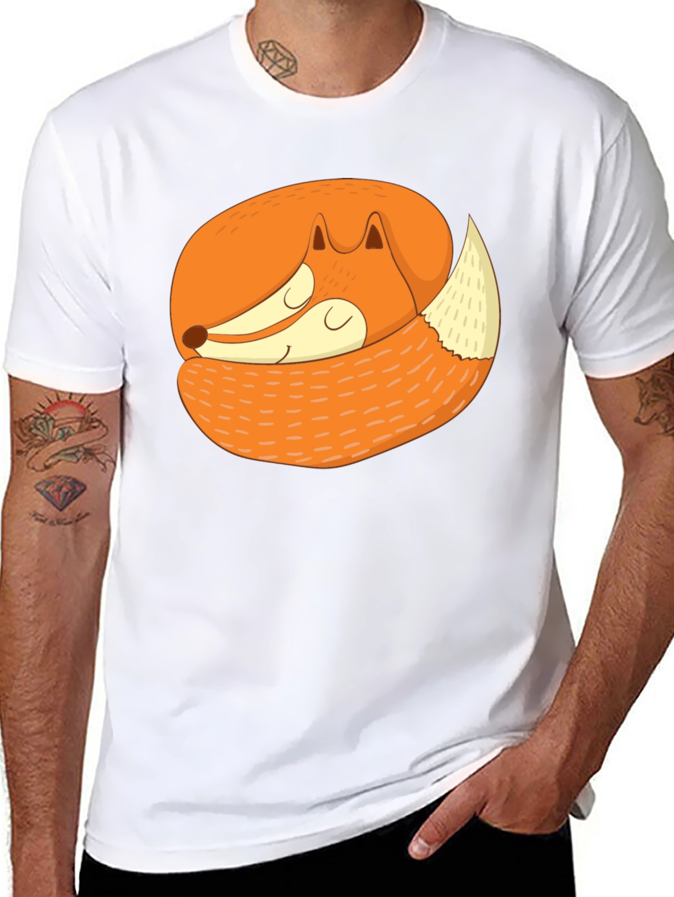 Cute Sleeping Fox Graphic Tee - Soft Cotton Blend