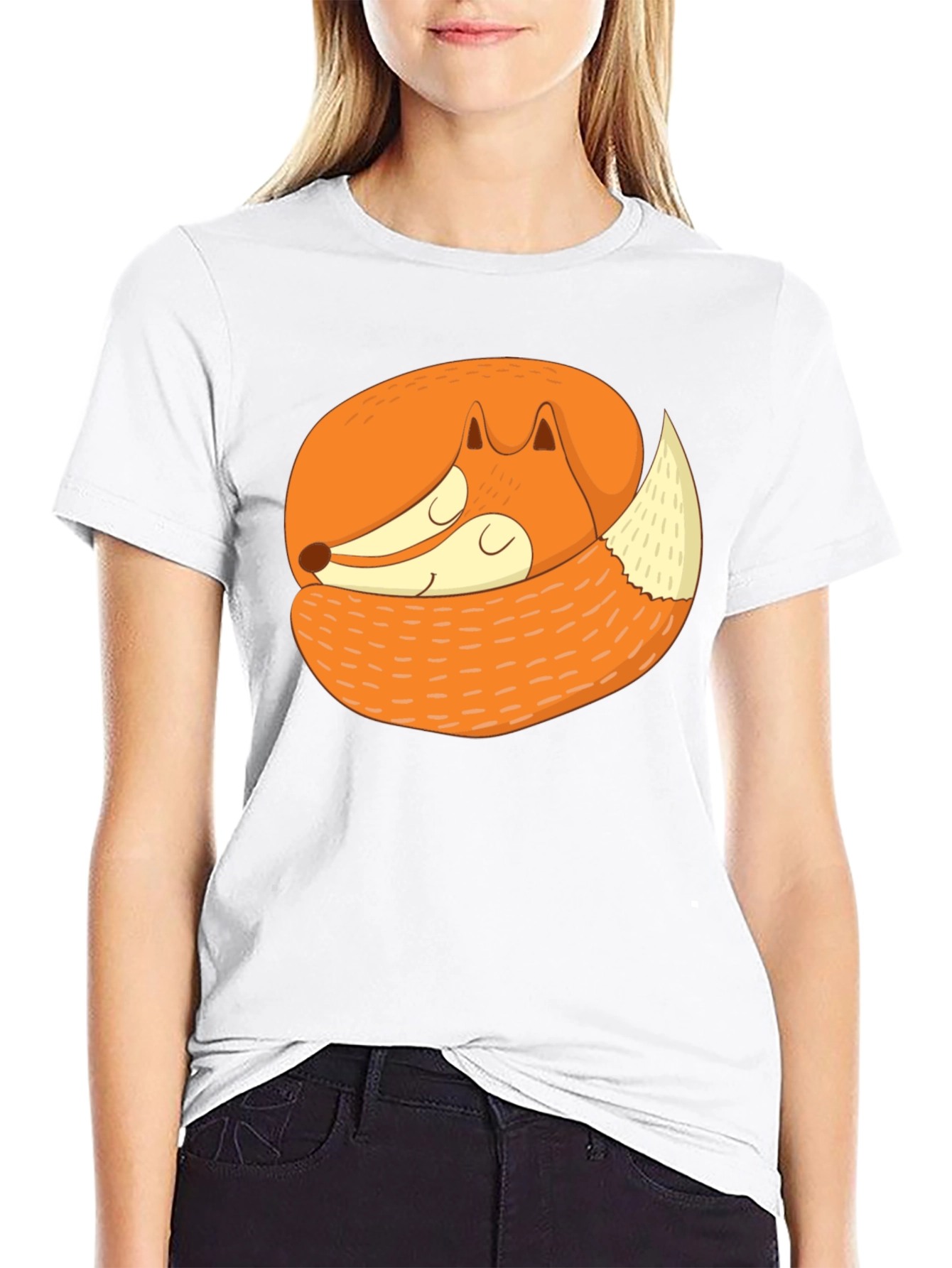 Cute Sleeping Fox Graphic Tee - Soft Cotton Blend