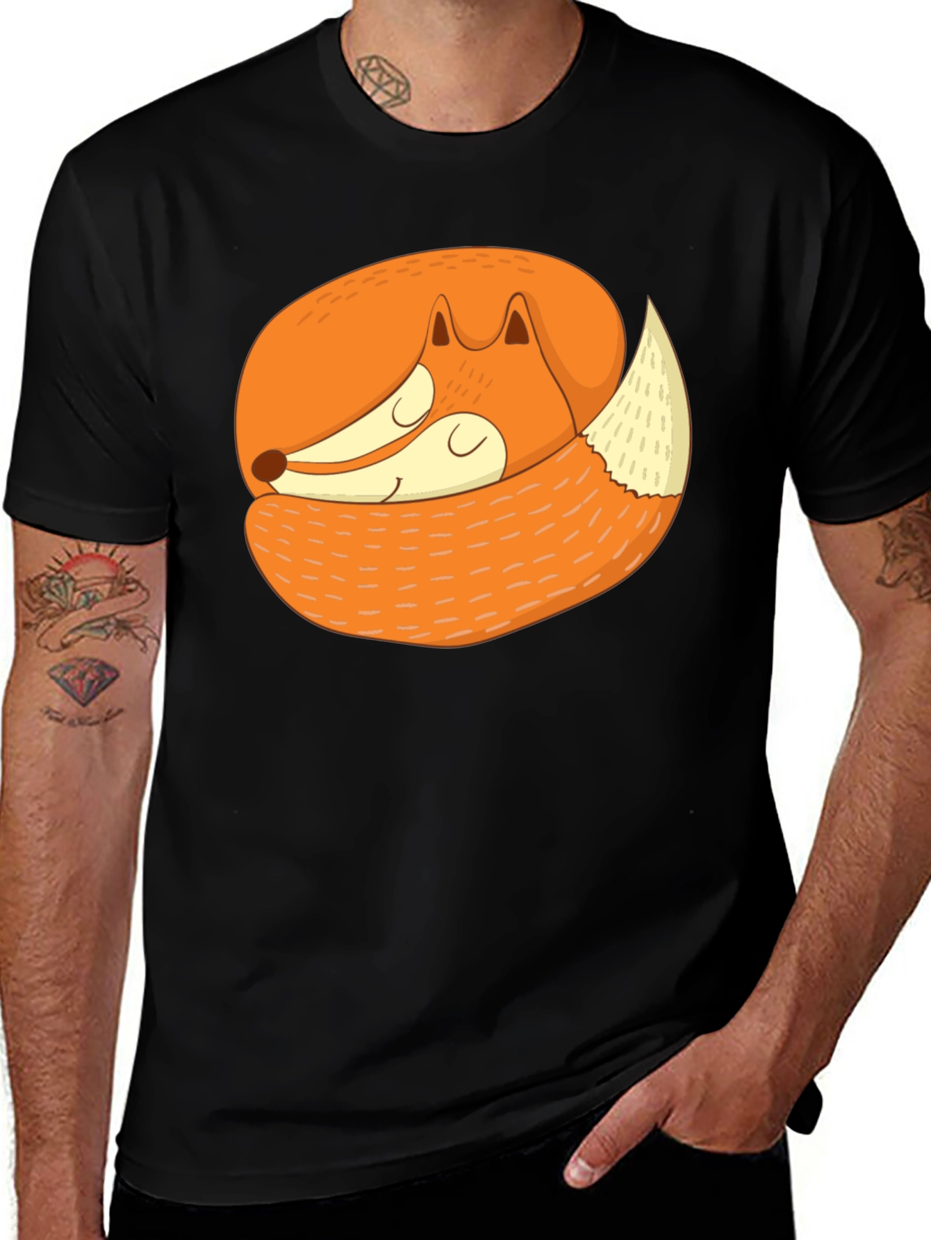 Cute Sleeping Fox Graphic Tee - Soft Cotton Blend
