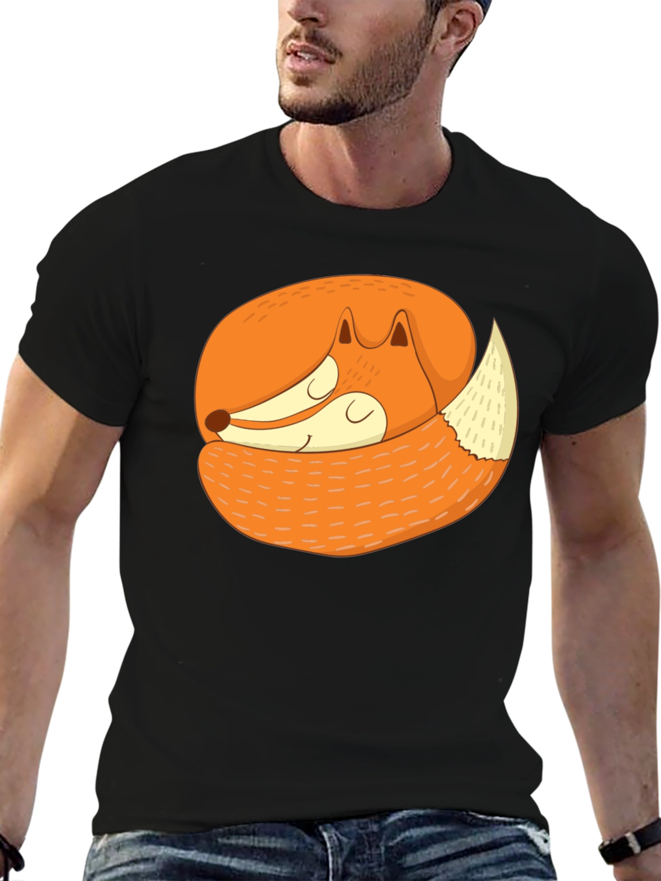 Cute Sleeping Fox Graphic Tee - Soft Cotton Blend