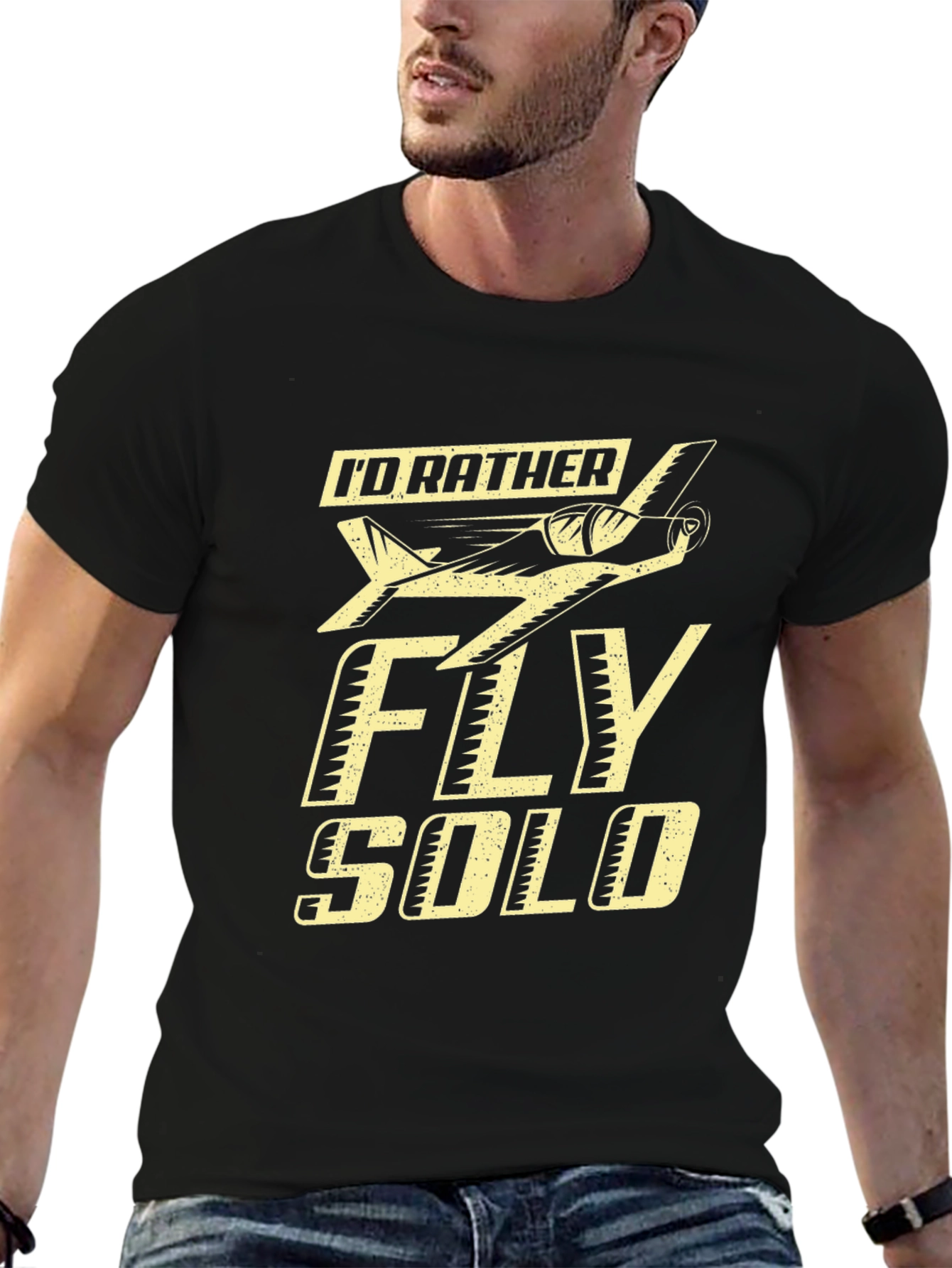 Id Rather Fly Solo Black T-Shirt