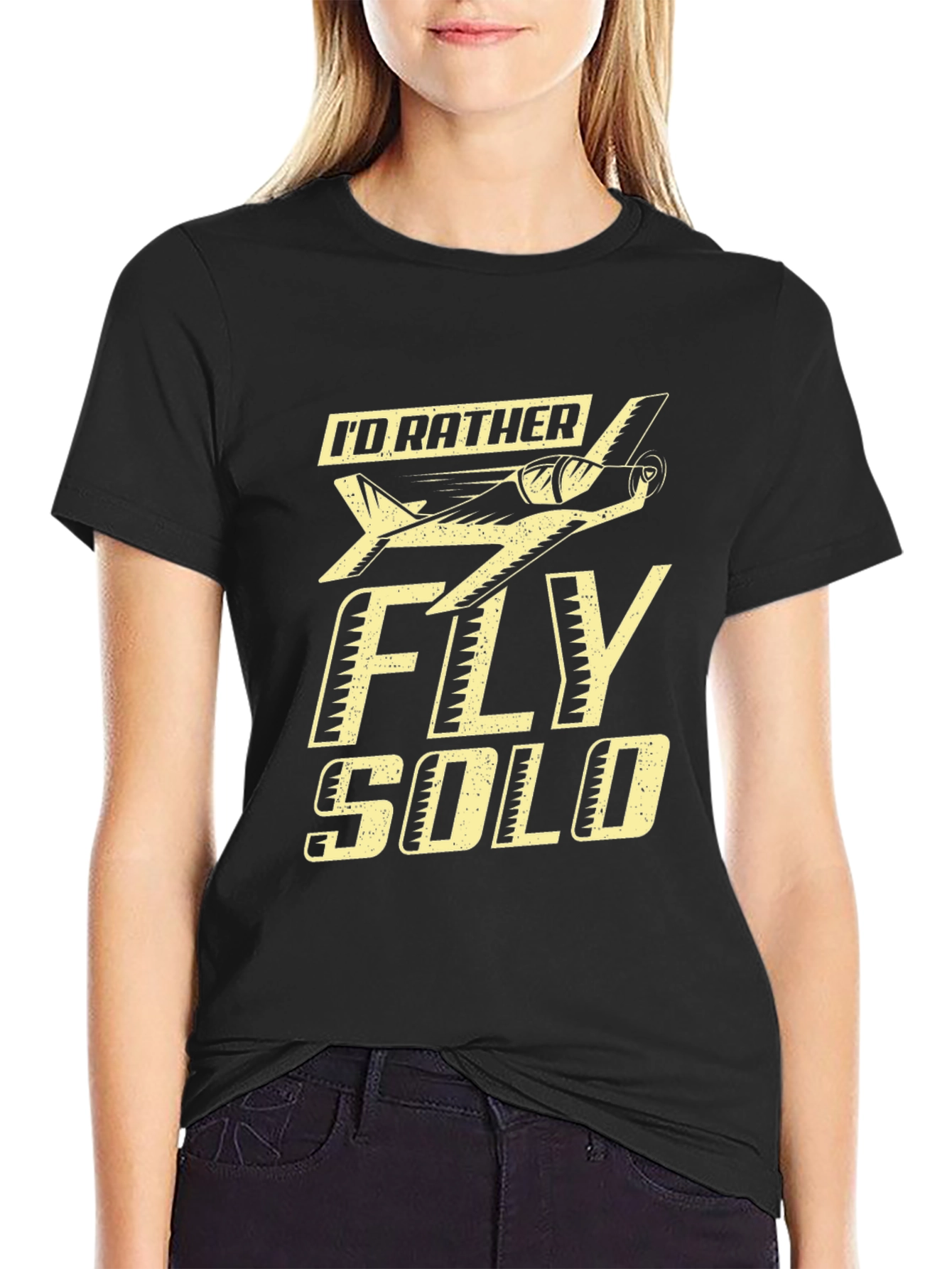 Id Rather Fly Solo Black T-Shirt
